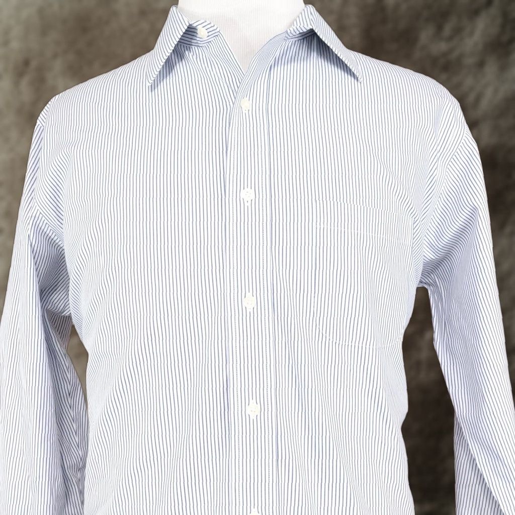 Brooks Brothers Brooks Brothers Dress Shirt Mens XL 17-4/5 Blue White Striped Regent Non-Iron Cotton Size US XL / EU 56 / 4 - 1 Thumbnail