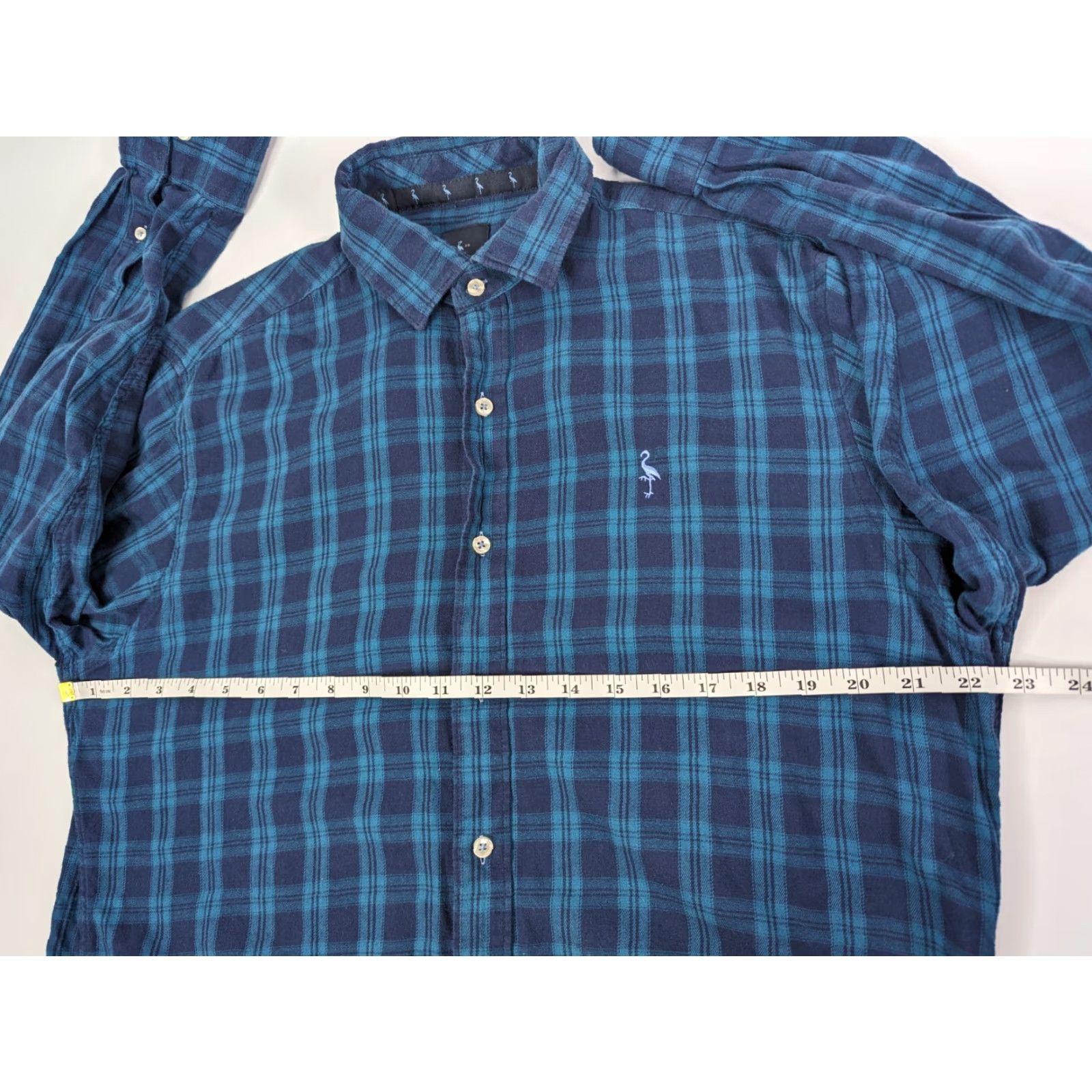 Tailorbyrd Tailor Byrd Men’s Button-Front Long Sleeve Blue Plaid Flannel Shirt L Size US L / EU 52-54 / 3 - 6 Thumbnail
