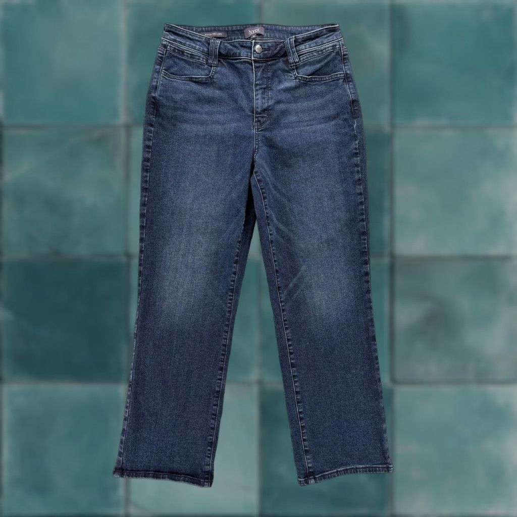 NYDJ NYDJ Bailey Relaxed Jeans Womens 8 Blue Dark Wash Denim Stretch Straight Leg Size 30" / US 8 / IT 44 - 1 Thumbnail