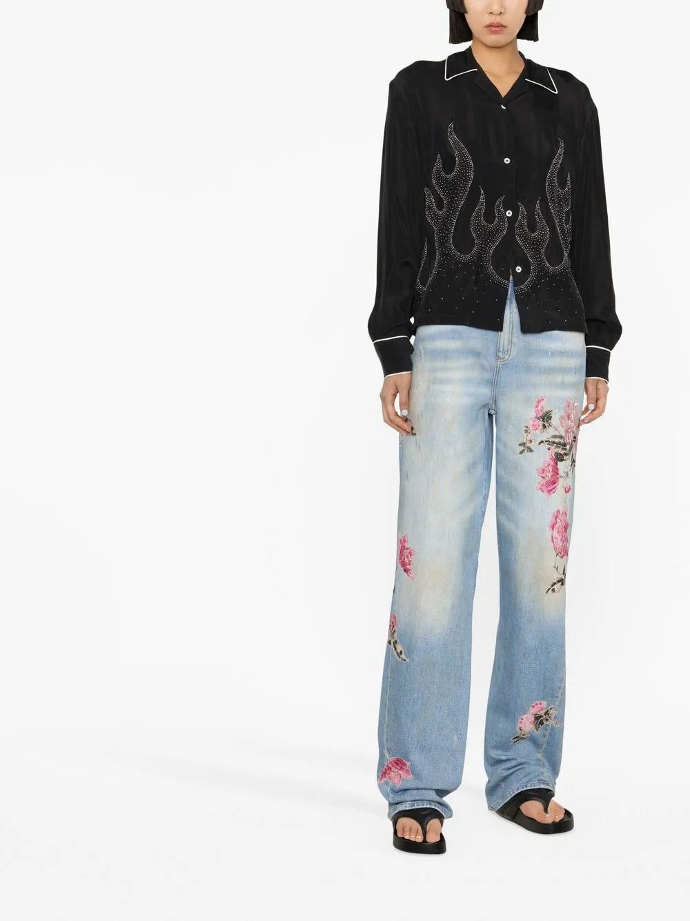 Palm Angels o1y1125 Patterned Shirt in Black Size S / US 4 / IT 40 - 3 Thumbnail
