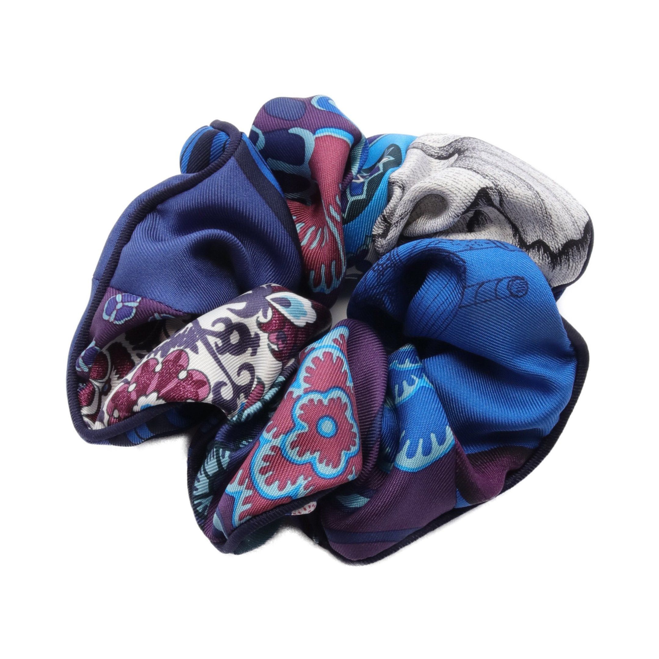 Hermes Hermes Scrunchie Claudia Hair Accessory Silk Blue Navy Multicolor Size ONE SIZE - 1 Thumbnail