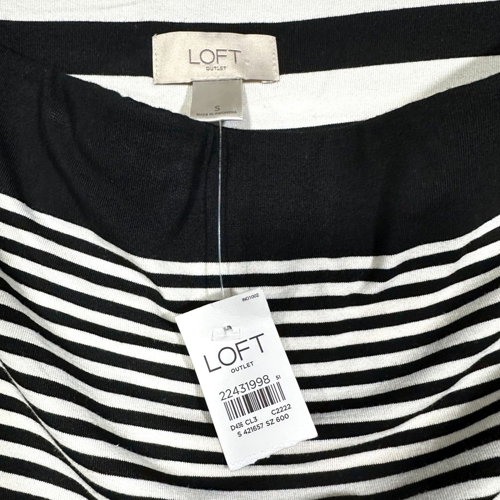 Loft Ann Taylor LOFT Skirt Womens Small Knit Stretch Pencil Pull On Black White Size 32" / US 10 / IT 46 - 5 Thumbnail