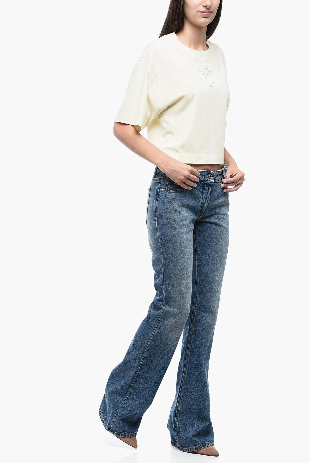 Off-White og1mm0426 Slim Flared Fit Jeans in Blue Size 27" / US 4 / IT 40 - 4 Thumbnail