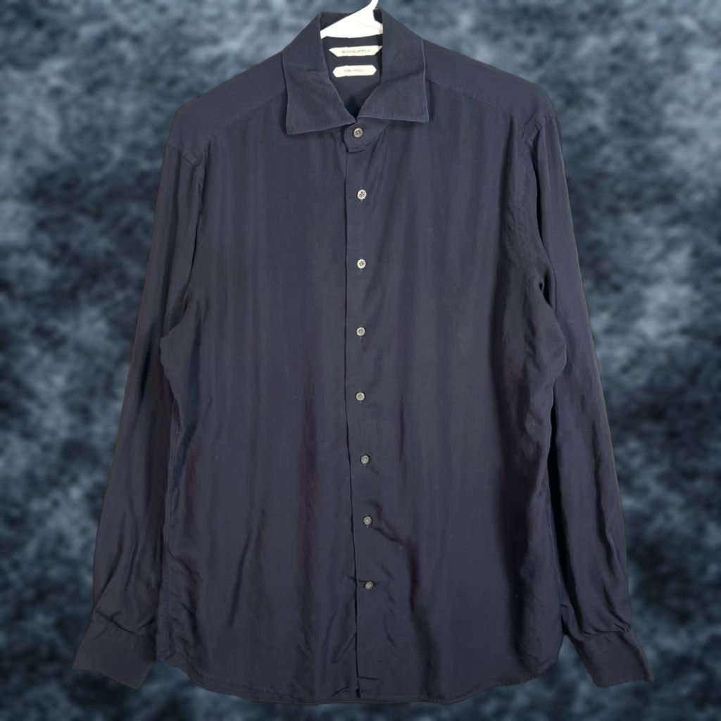 Suit Supply Mens Size 40 15 3/4 Tailored Fit Long Sleeve Blue Button-Up Shirt