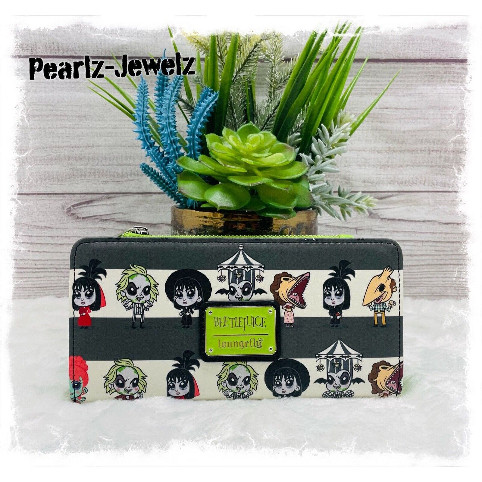 Disney Loungefly Beetlejuice Chibi Characters Striped Wallet NWT Size ONE SIZE - 2 Thumbnail