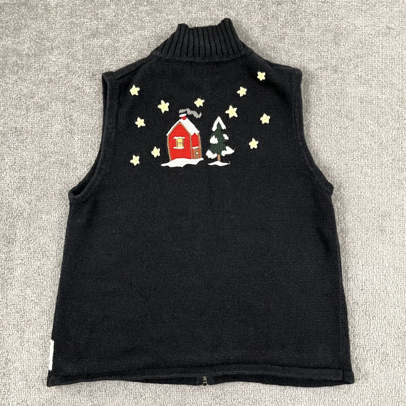 Quacker Factory Quacker Factory Sweater Vest Women Medium Black Reindeer Santa Christmas Holiday Size M / US 6-8 / IT 42-44 - 6 Thumbnail