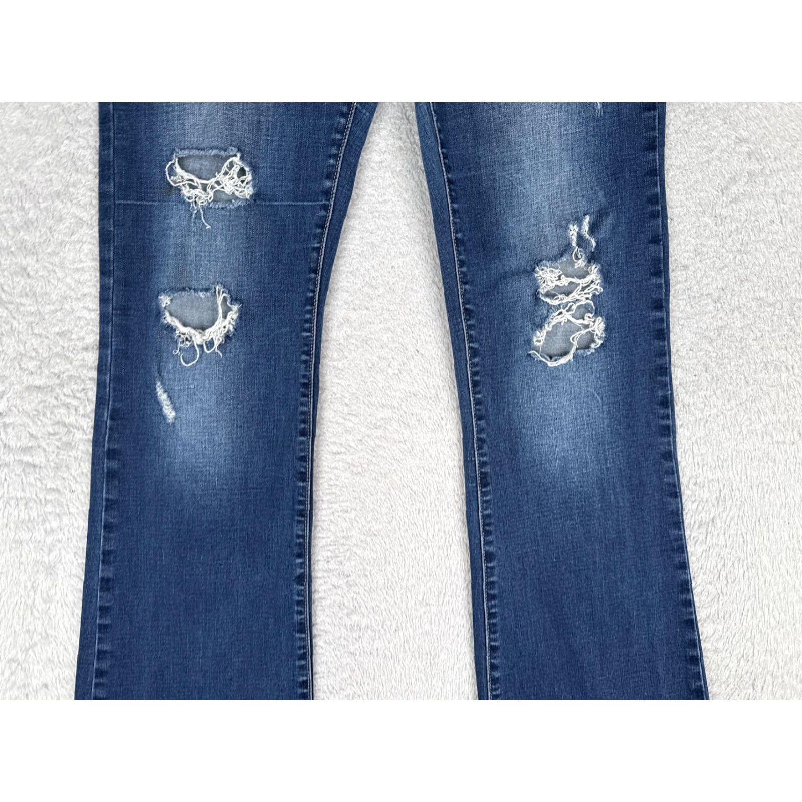Vintage EN JEAN Jeans Bootcut Juniors 13 Blue Mid Wash Distressed 29x32 Regular Pocket Denim, 5-Pocket, Mid Rise, Stretch, Solid Size 34" / US 12 / IT 48 - 3 Thumbnail