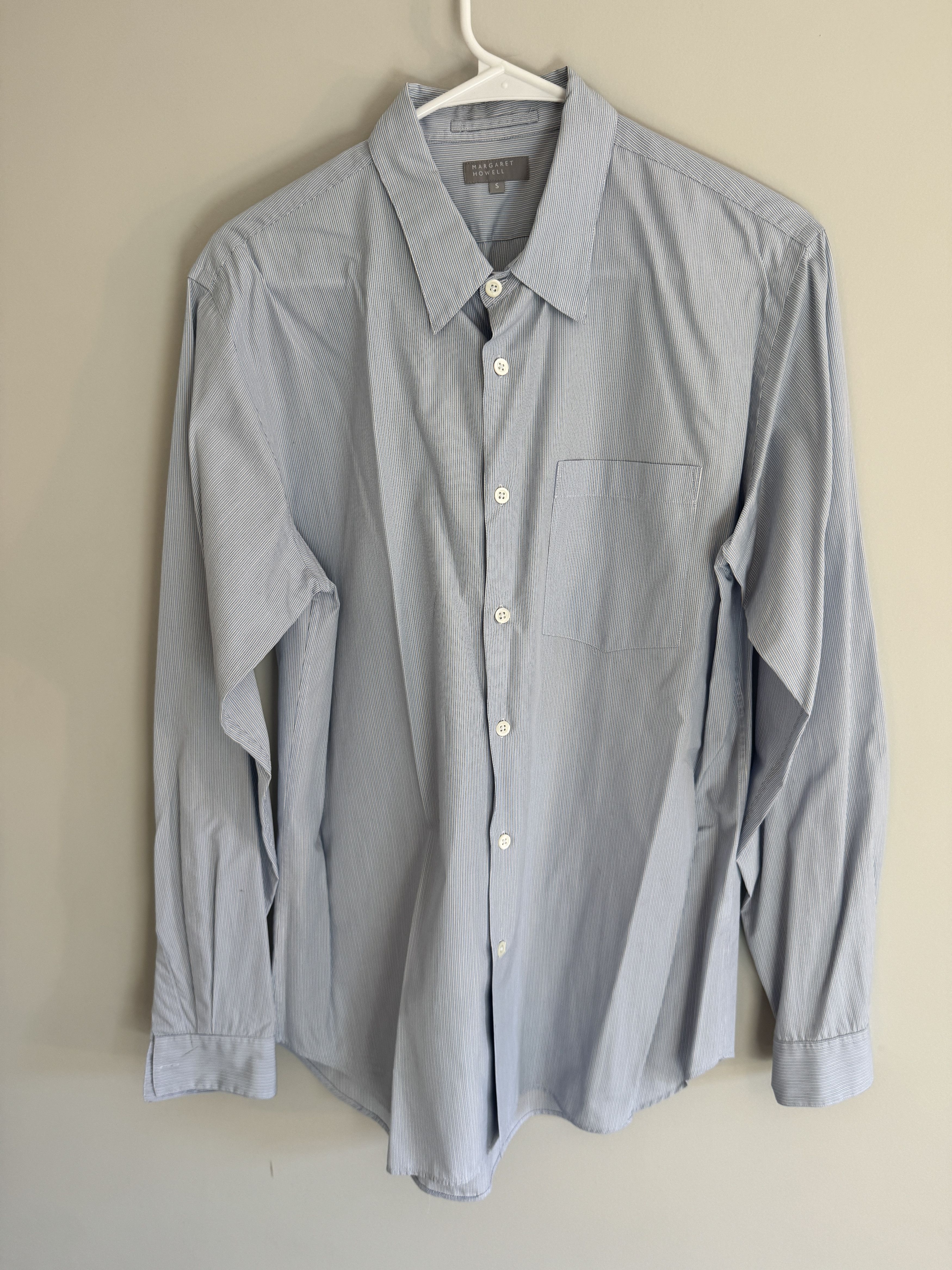 Margaret Howell Basic Shirt Fine Stripe Blue/Grey Size US S / EU 44-46 / 1 - 1 Thumbnail