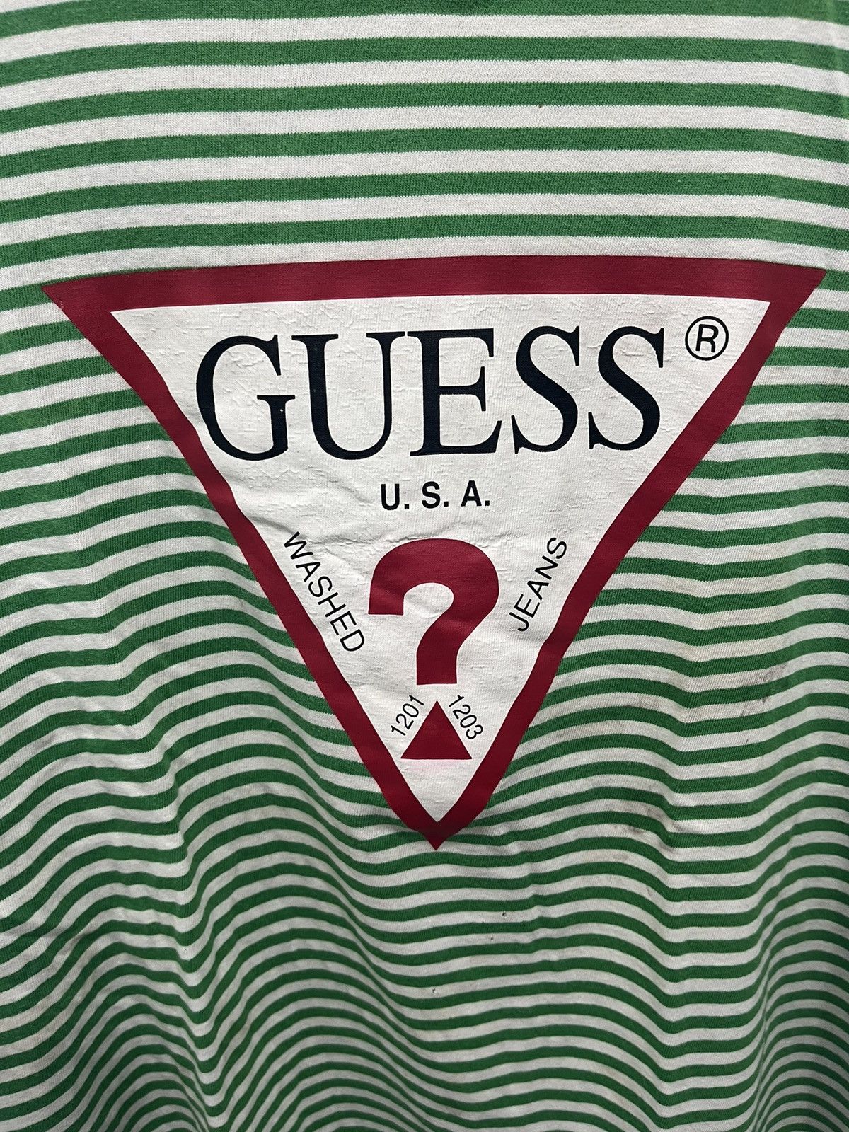 Guess Y2K Style Guess Jeans Logo Stripped Short Sleeve Tees Size US XL / EU 56 / 4 - 2 Thumbnail