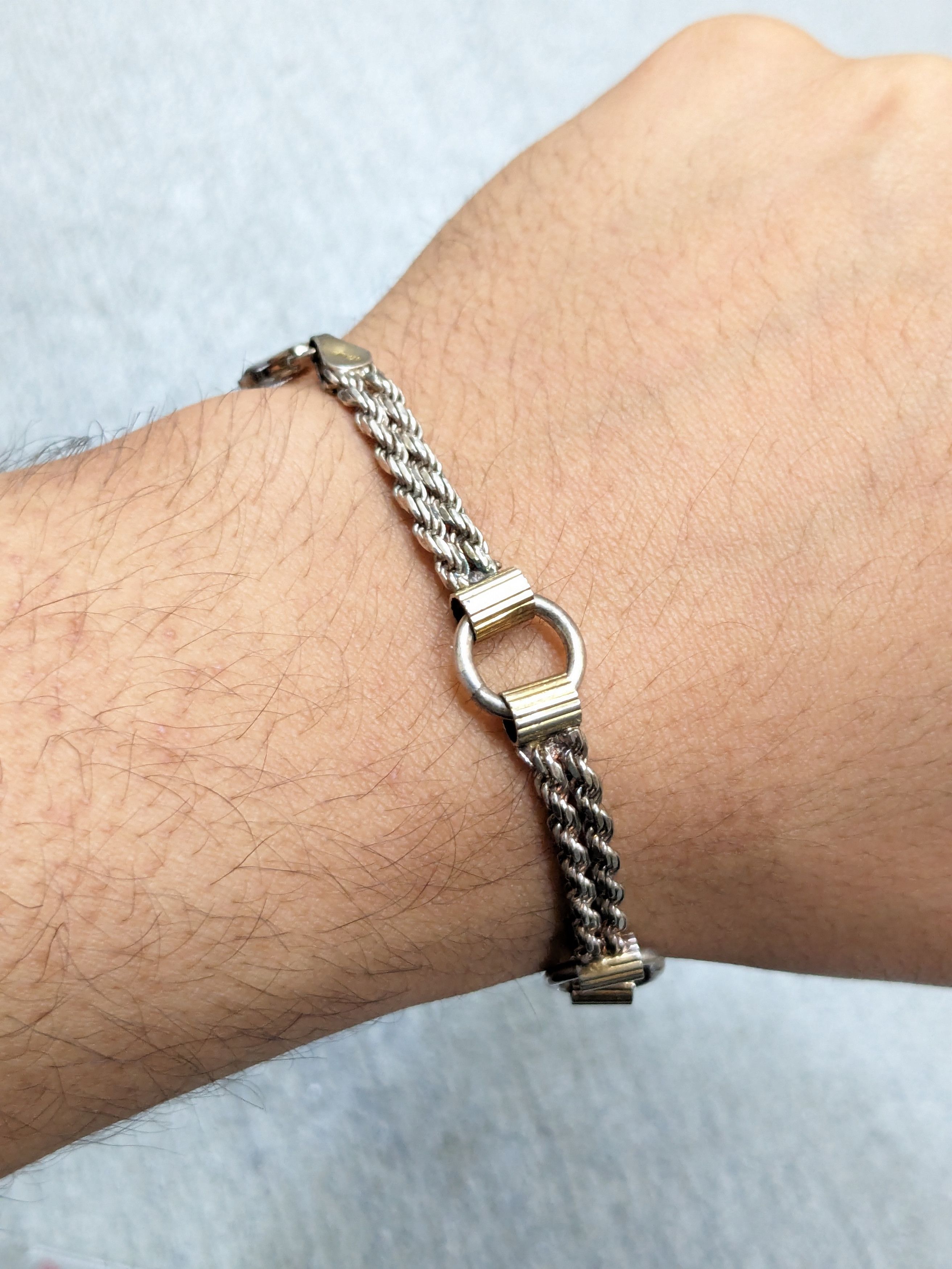 Jewelry Vintage Sterling Silver Bracelet 7.25 Rope Twist Round Chain Size ONE SIZE - 10 Thumbnail