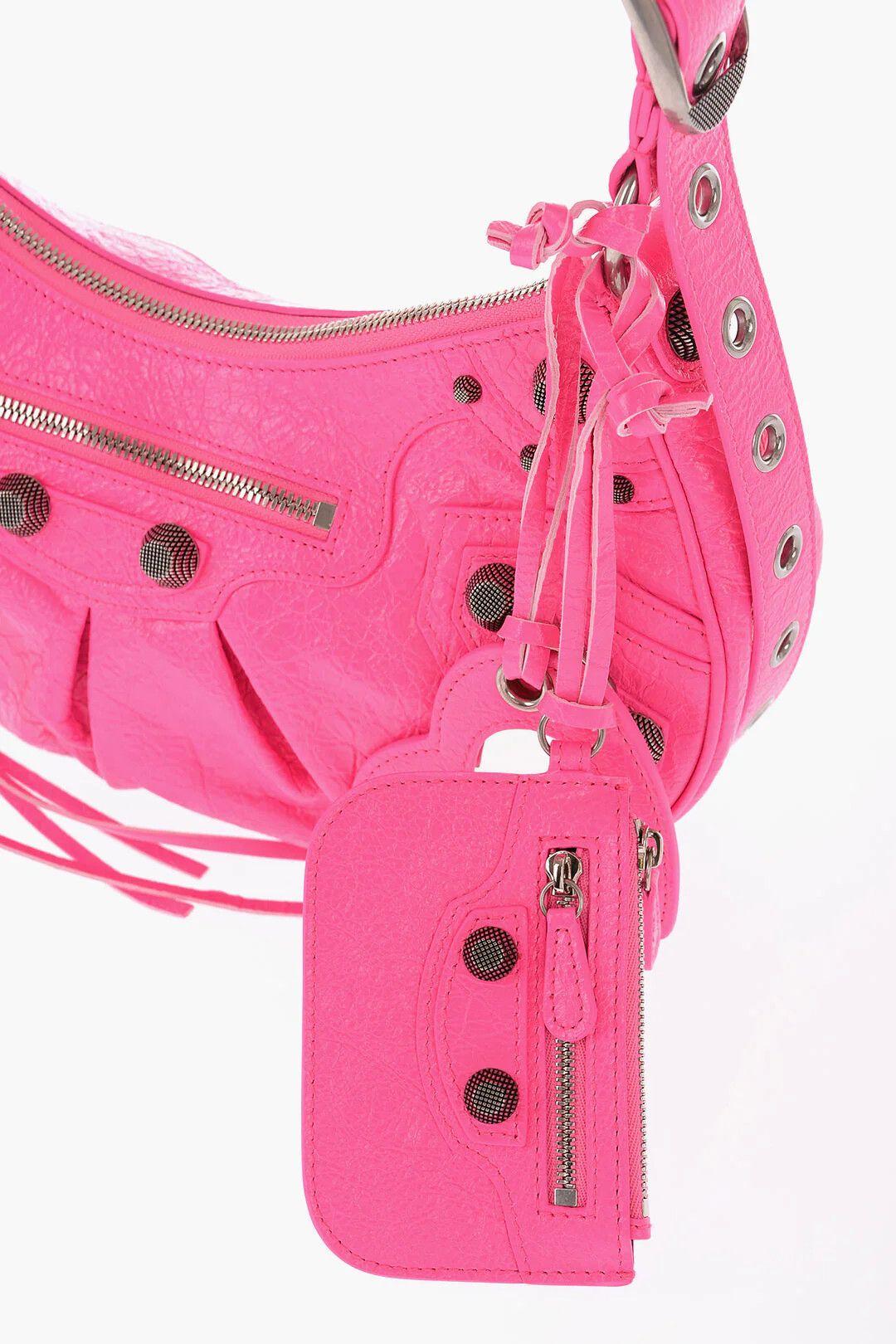 Balenciaga og1mm0326 Size: OS / Fluo Leather Shoulder Bag in Pink Size ONE SIZE - 4 Thumbnail