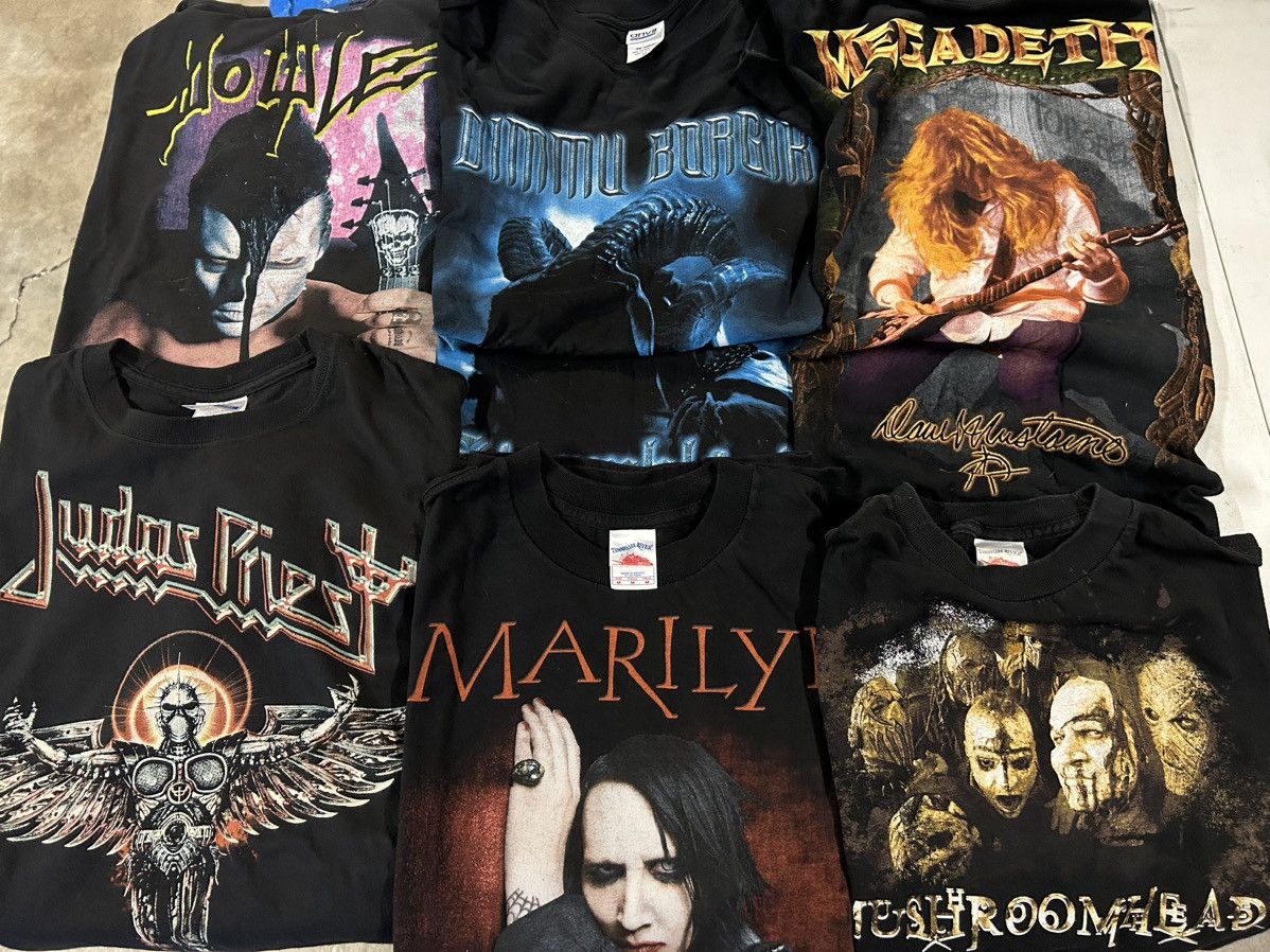 image of Bundle Y2K Metal Rock Band Tees Shirt Manson Megadeath Doyle in Black, Men's (Size Medium)