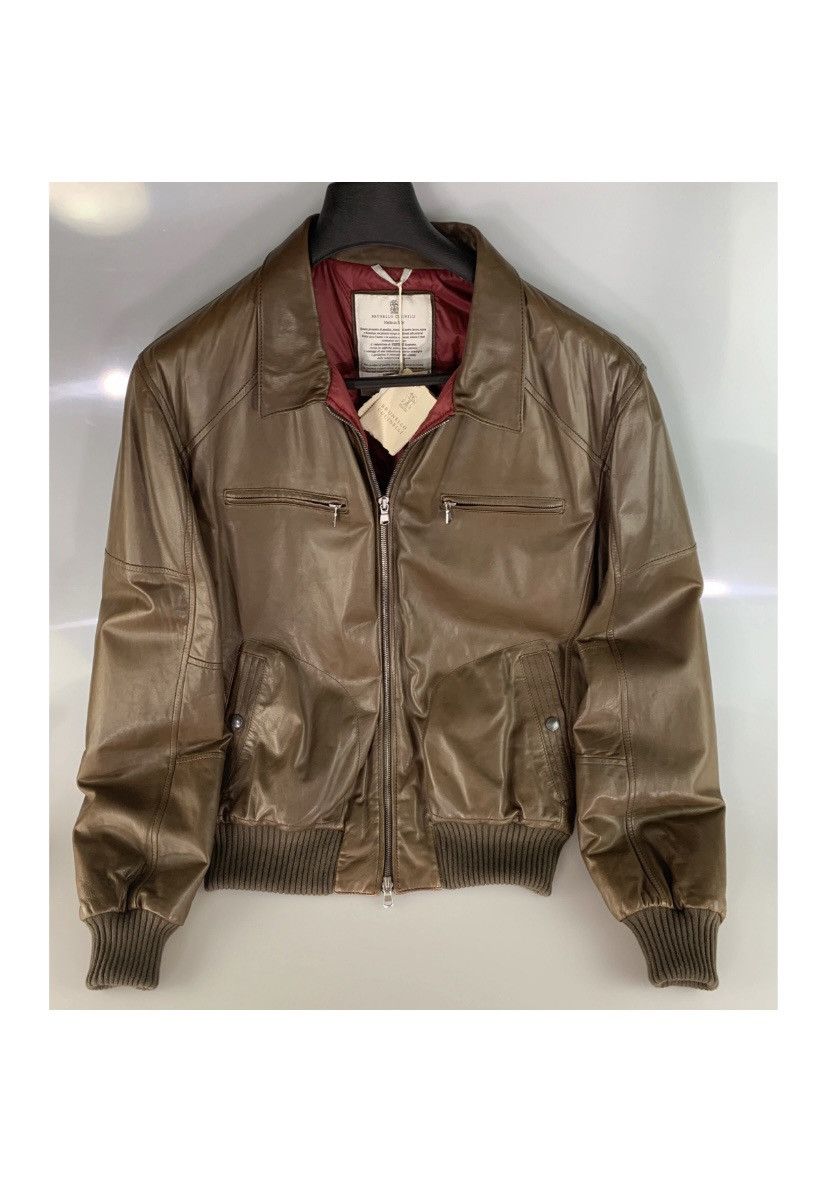 Brunello Cucinelli Brunello Cucinelli 🇮🇹 Brown Napa leather quilted bomber L NWT Size US L / EU 52-54 / 3 - 3 Thumbnail