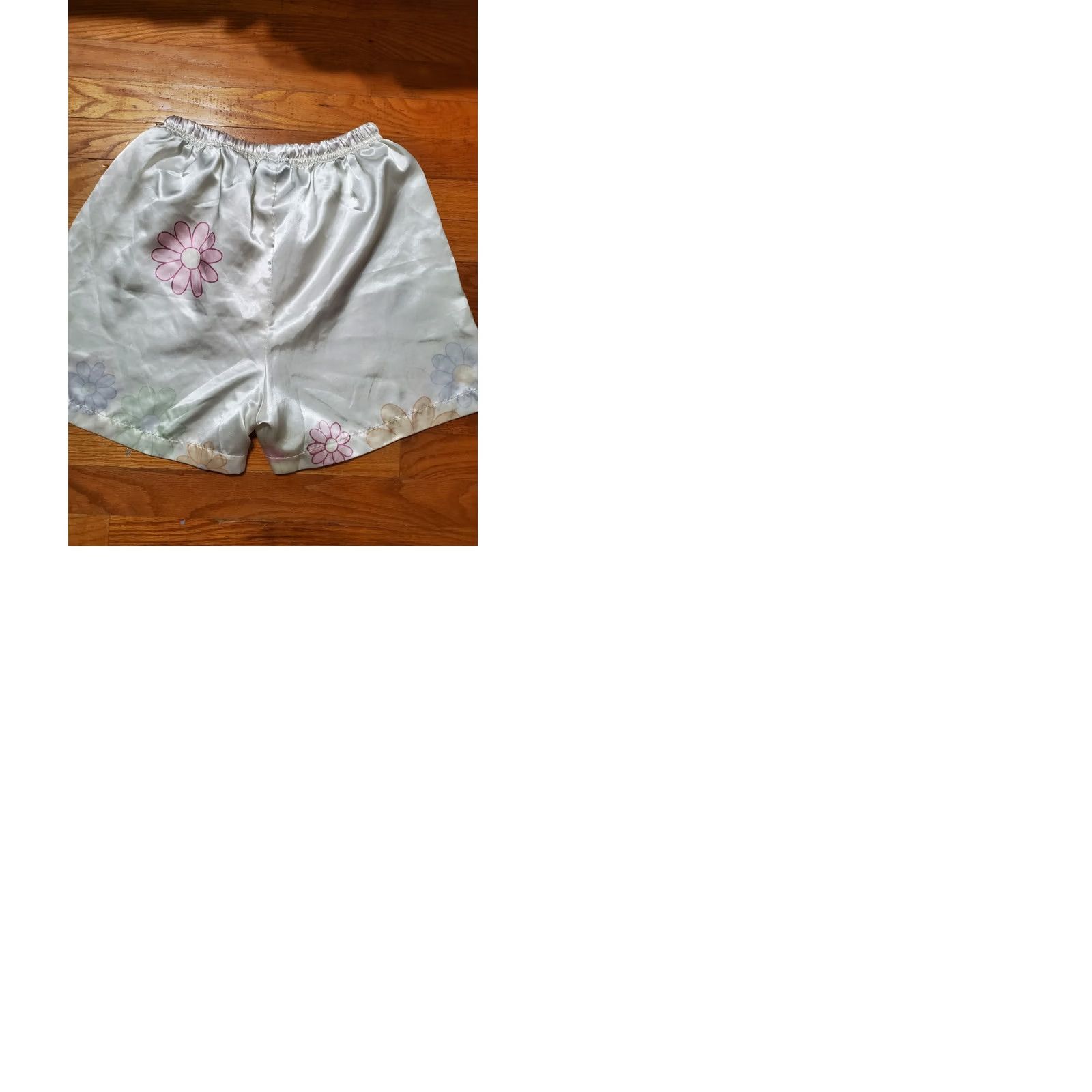 Vintage Lillian Lorow Satin Pajama Set Shirt Short Sleeve Button Up Pink Trim Womens Medium White Floral 90s Classic Lounge Set Size M / US 6-8 / IT 42-44 - 10 Thumbnail