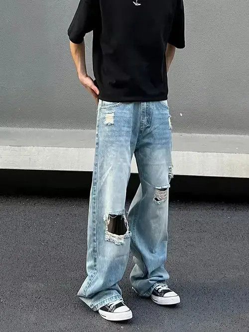 Vintage flared damaged ripped skate pants Size US 34 / EU 50 - 3 Thumbnail