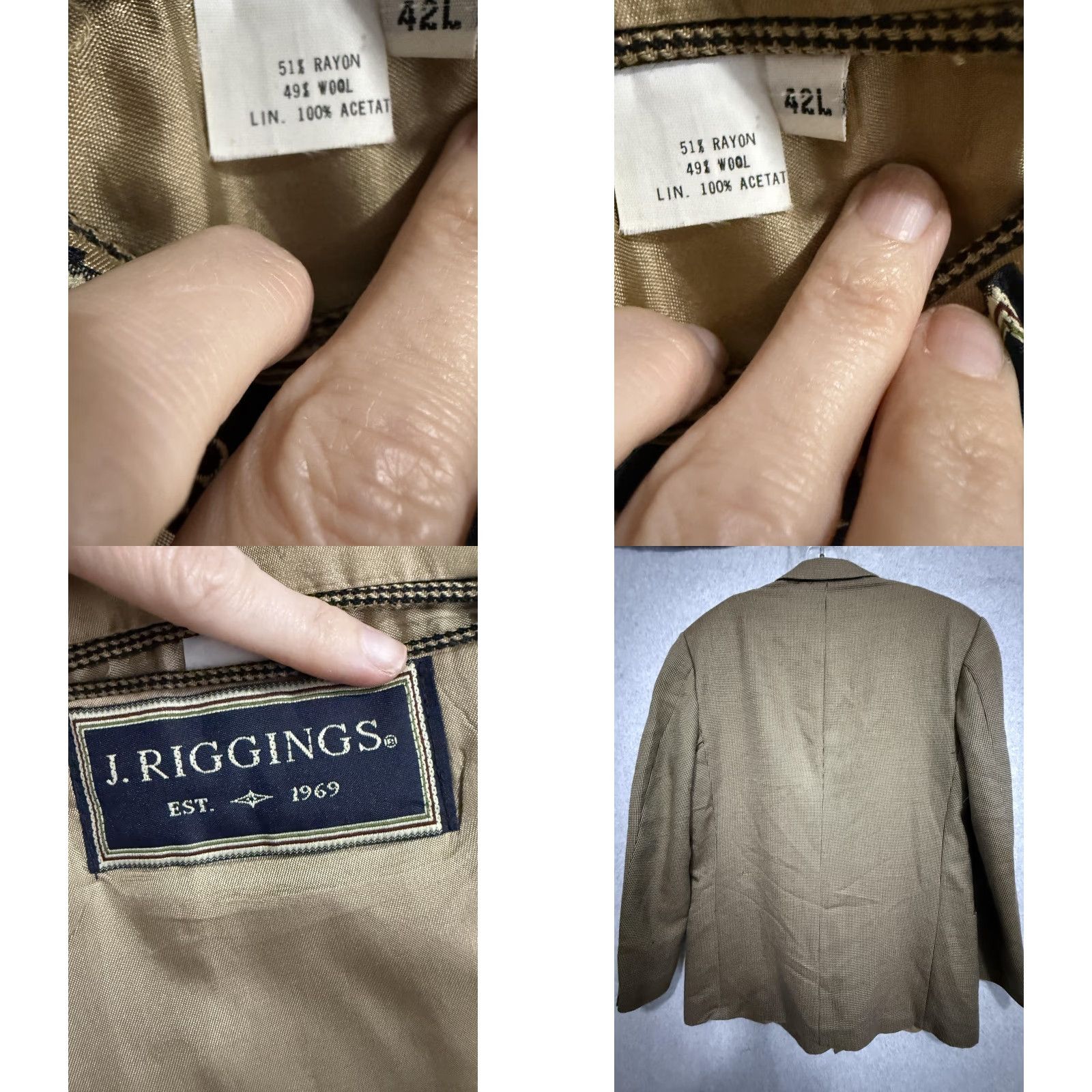 Doublet J. Riggings Blazer Sport Coat Mens 42L Brown Wool Check Double Breasted USA Coat Shirt Jacket? Size 42R - 8 Thumbnail