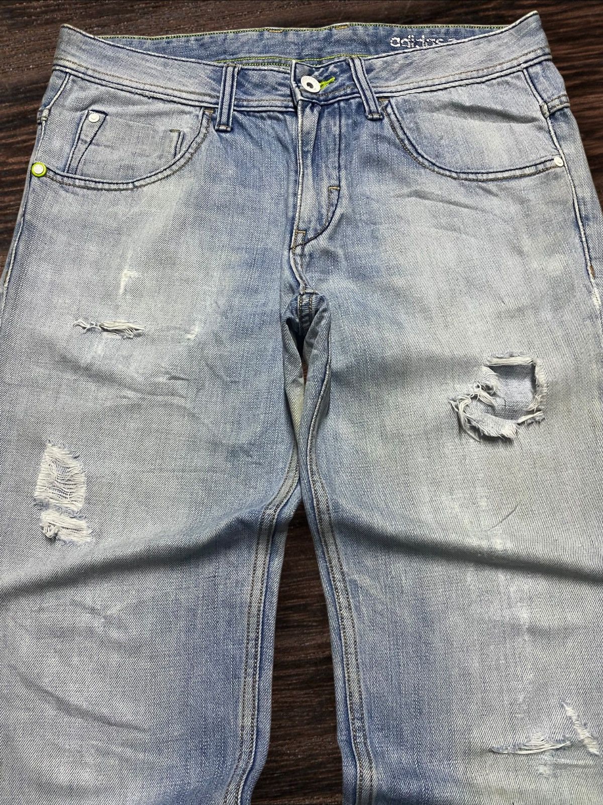 Adidas Vintage Adidas Light Wash Distressed Loose Jeans Size US 33 - 3 Thumbnail