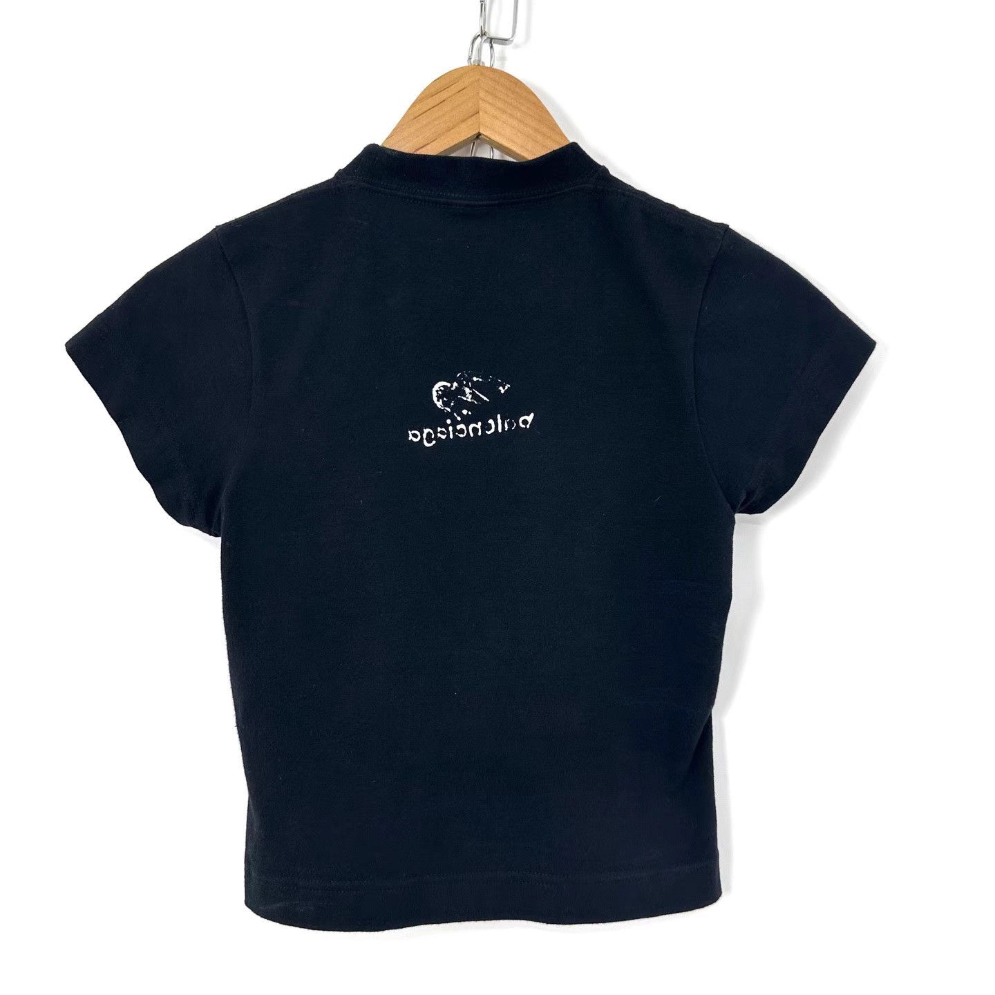 Balenciaga Balenciaga Women's Cropped Black Logo Print Short Sleeve K12 Size US S / EU 44-46 / 1 - 2 Thumbnail