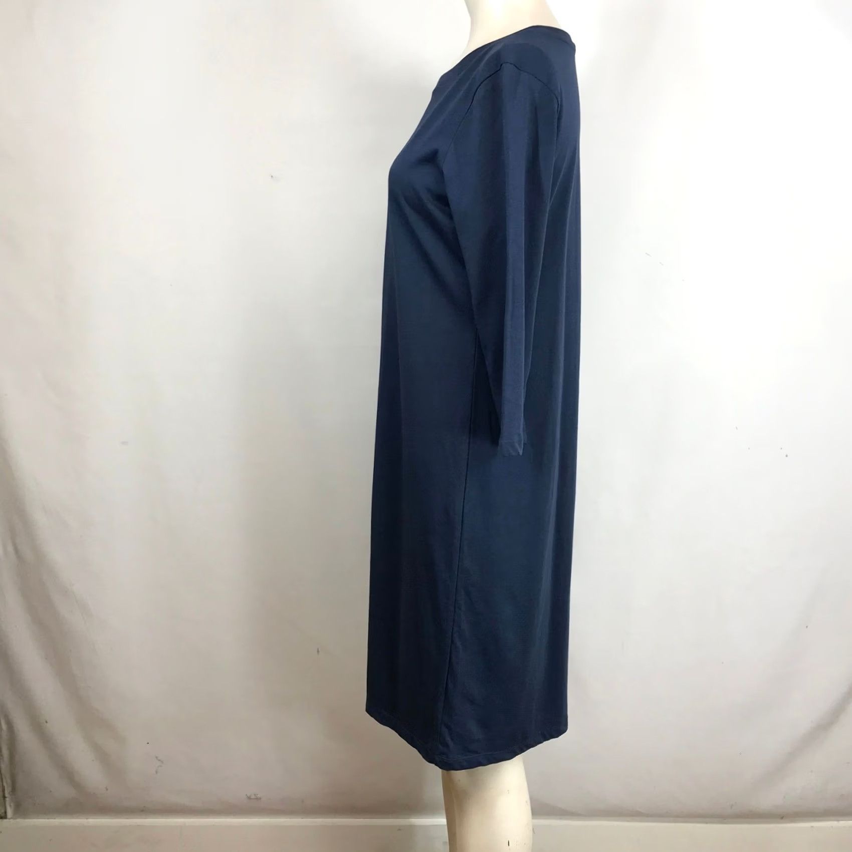 Vintage Pact Navy Blue 3/4 Sleeve Boat Neck Shift Dress Womens Small Size S / US 4 / IT 40 - 6 Thumbnail