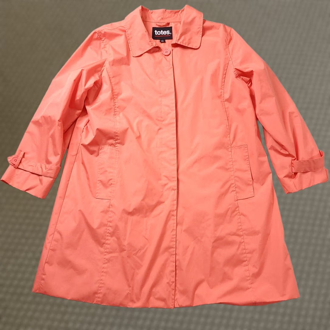 Vintage Totes Womens Orange Long Sleeves Pockets Button Up Rain Coat Large Coat Mens? Size L / US 10 / IT 46 - 1 Thumbnail