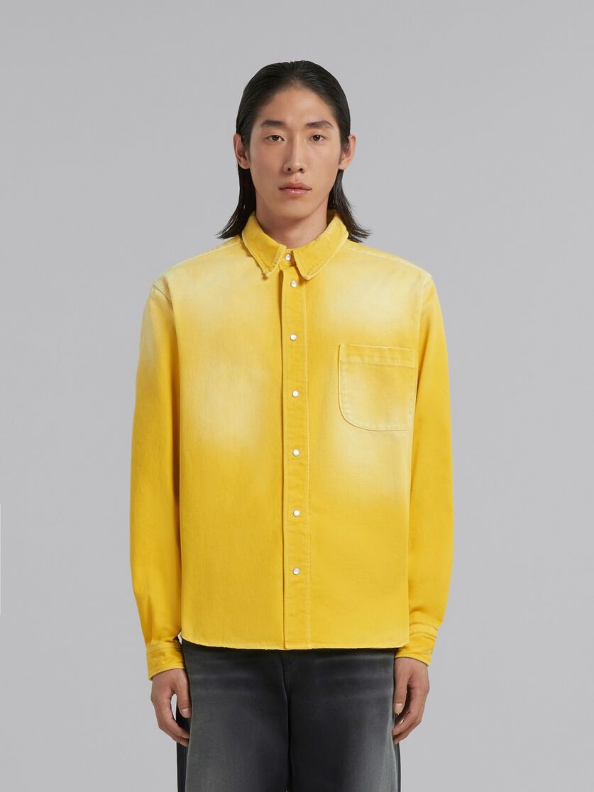Marni o1w1db10125 Overdyed Bull Denim Shirt in Yellow Size US XL / EU 56 / 4 - 2 Thumbnail