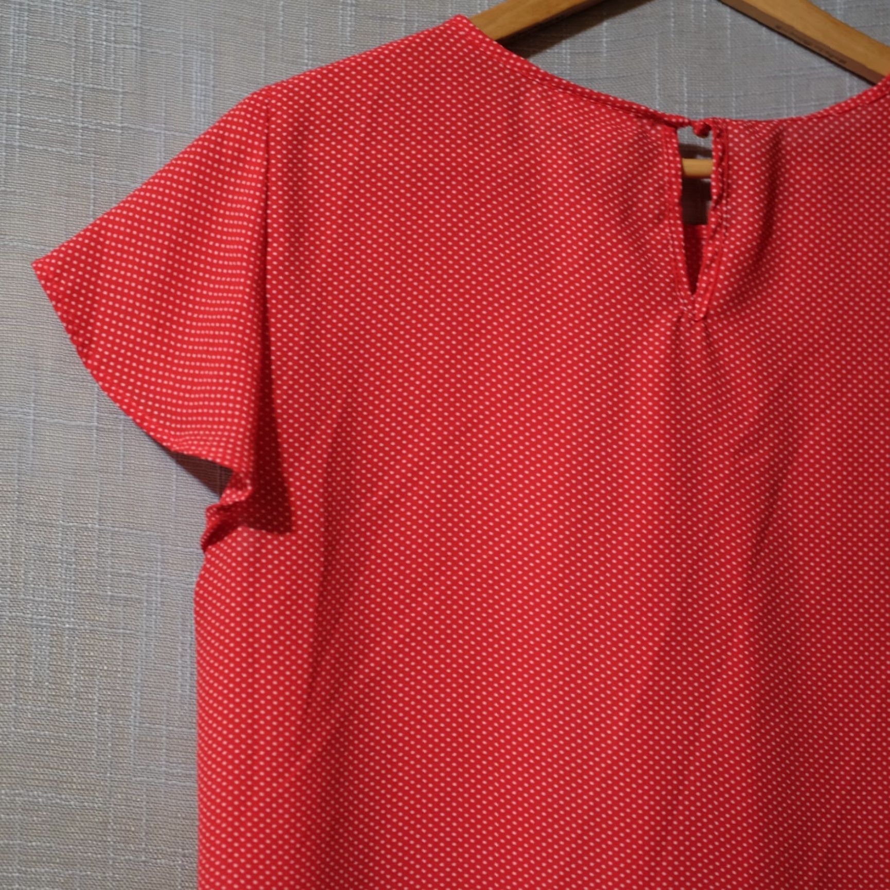 Liz Claiborne Liz Claiborne Blouse Short Sleeve Women's L Red/White Polka Dots Shirt Size L / US 10 / IT 46 - 6 Thumbnail