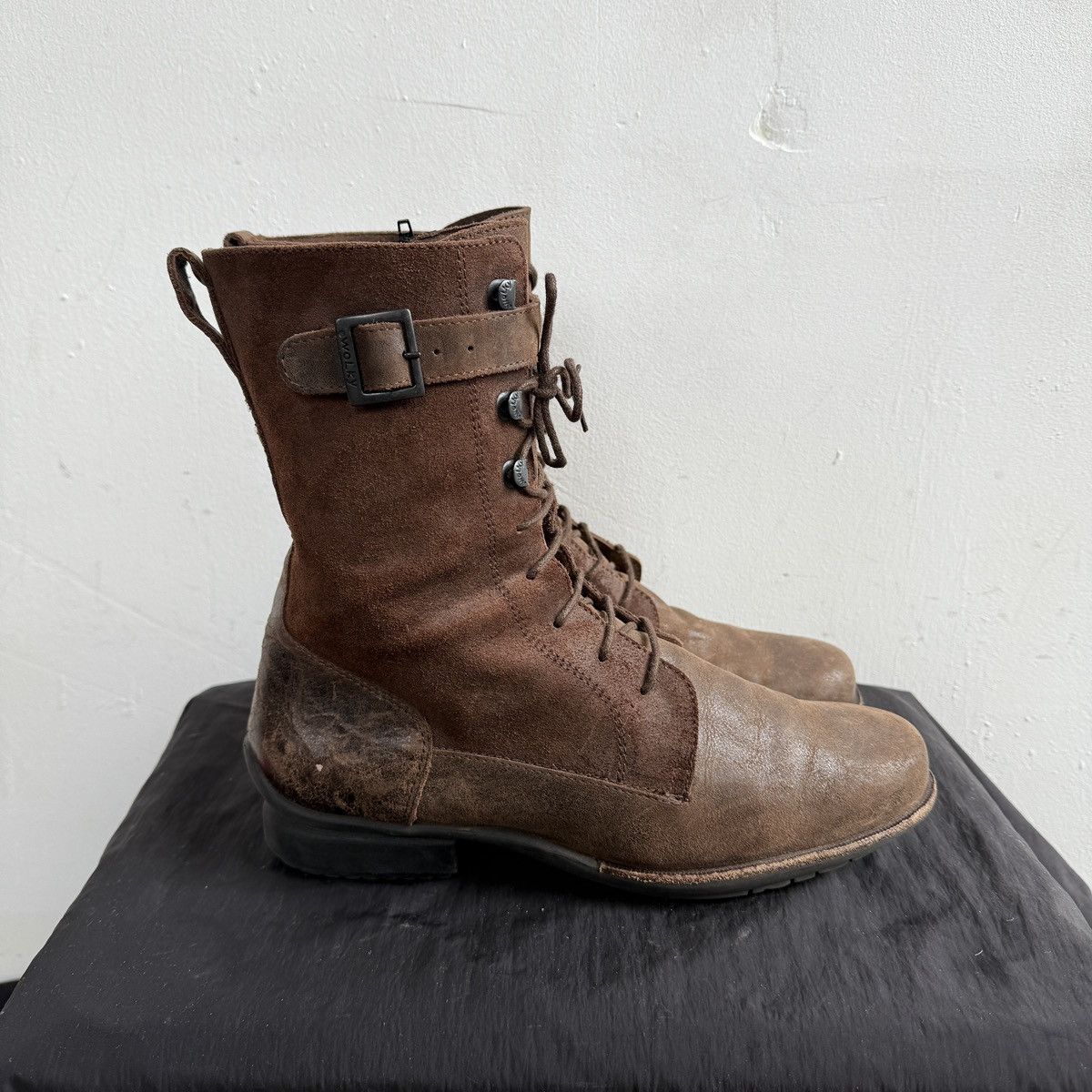 Seditionaries 00's Wolky Brown Leather Lace Up Boots With Buckles Size US 11 / IT 41 - 1 Thumbnail