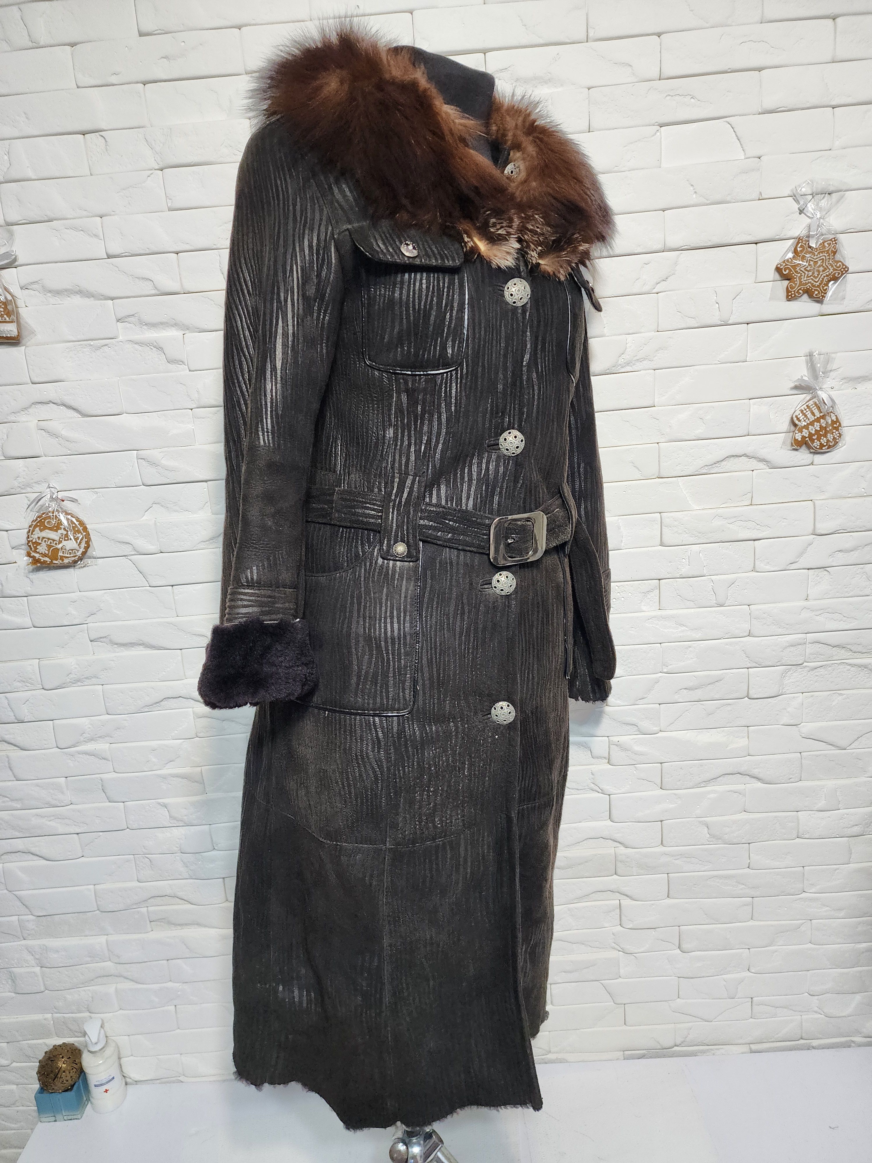 Furla Brown Sheepskin Coat with Fluffy Collar Size S / US 4 / IT 40 - 3 Thumbnail