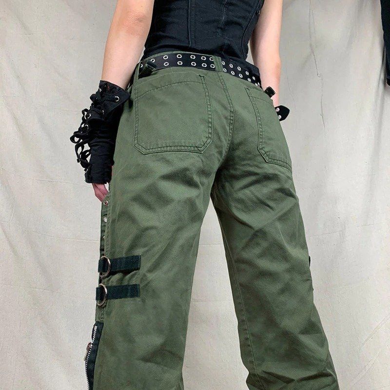 Designer × Japanese Brand × Vintage Punk Goth Cross Rivets Eyelet Zippers Slit Flare Trousers Size 29" - 3 Thumbnail