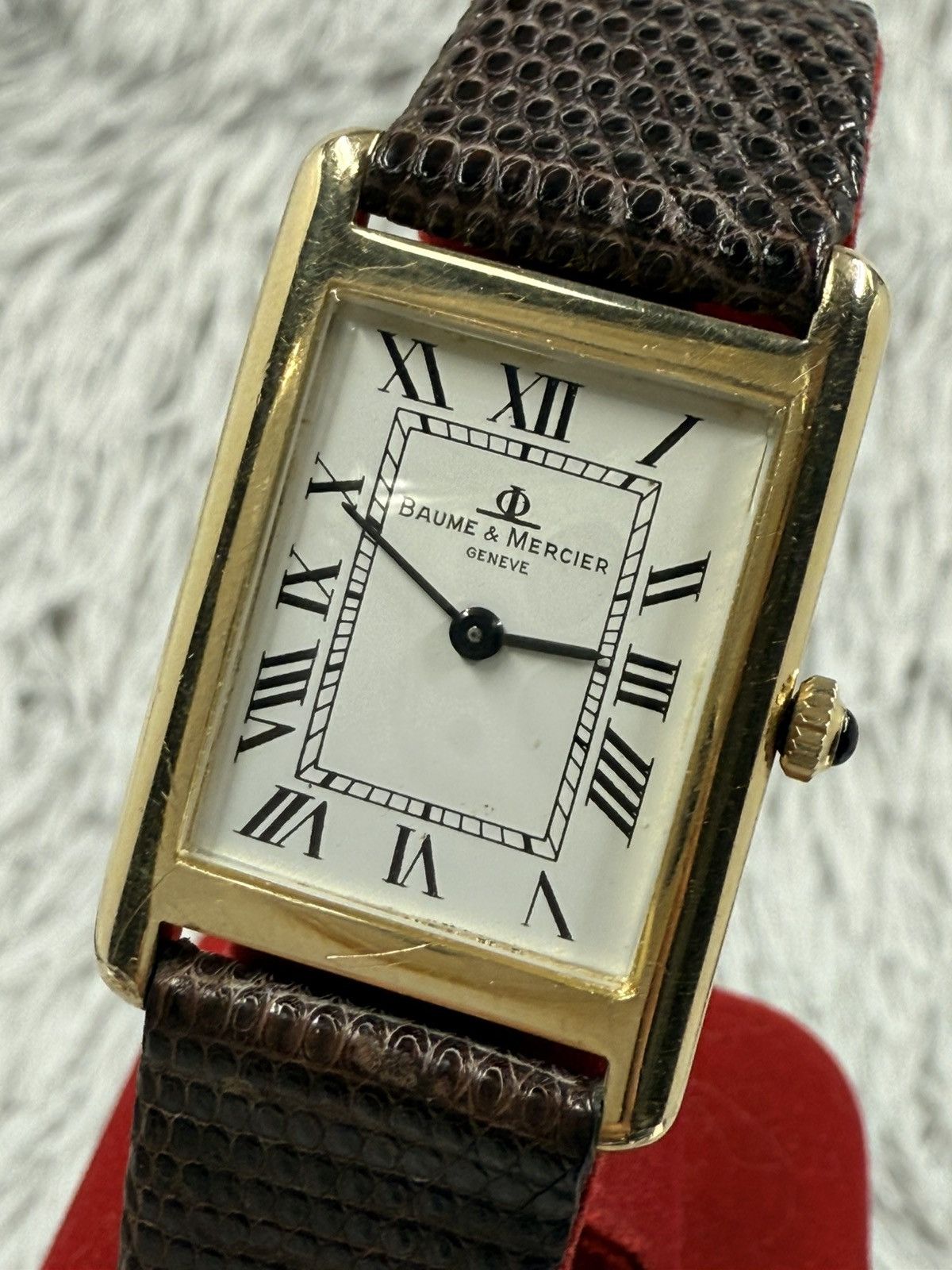 Vintage Vintage Baume & Mercier Tank Swiss Made 14K GOLD Watch Size ONE SIZE - 6 Thumbnail