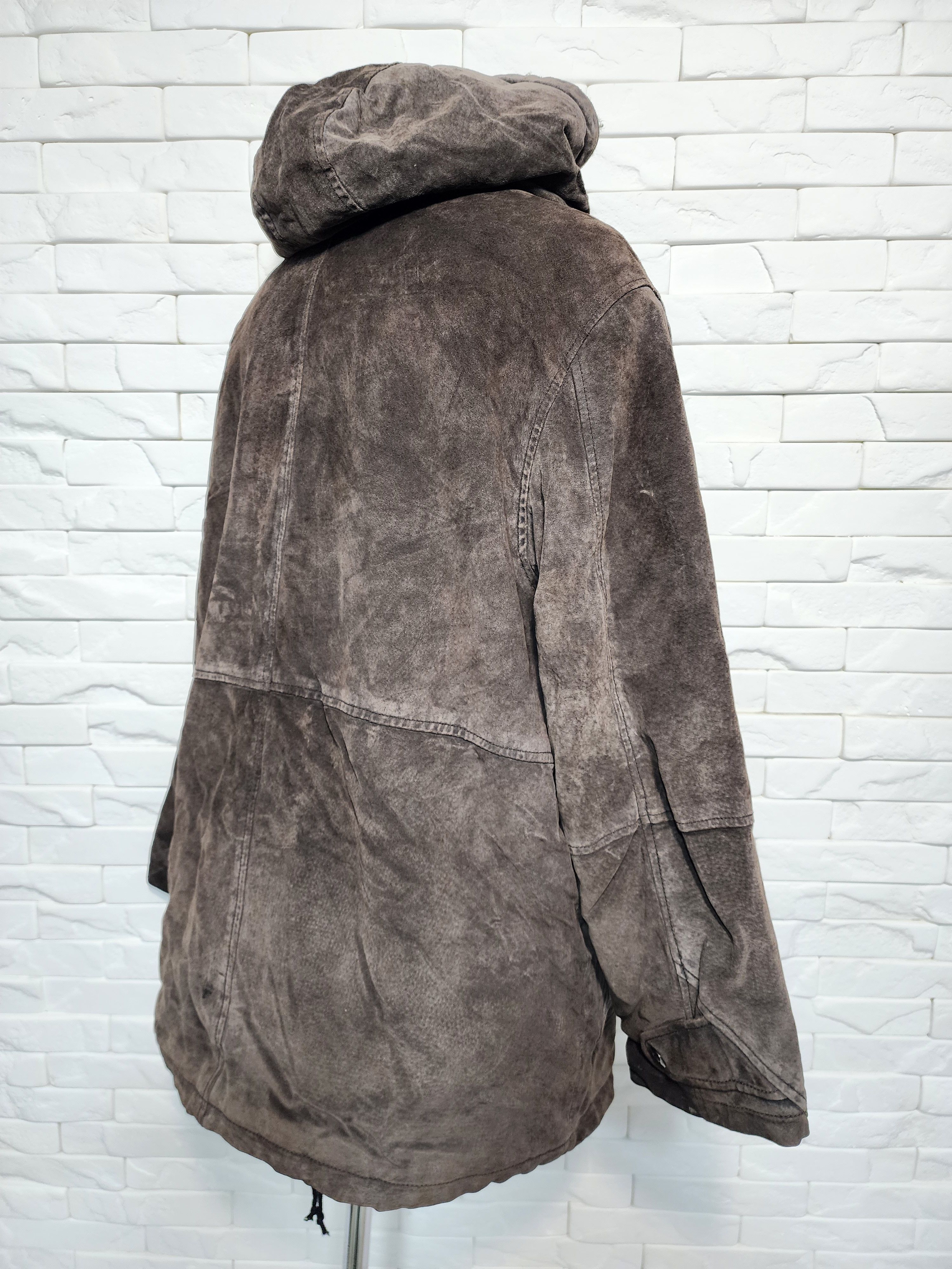 Genuine Leather Brown Suede Leather Jacket: Women's Outerwear With Hood Size XXL / US 16-18 / IT 52-54 - 6 Thumbnail