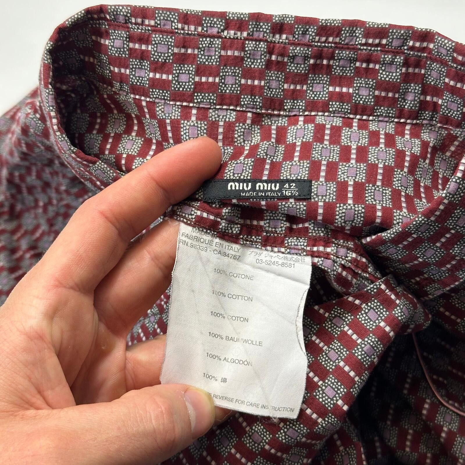 Miu Miu Miu Miu 00’s Western Cowboy Geometric Print Shirt - M/L Size US L / EU 52-54 / 3 - 5 Thumbnail