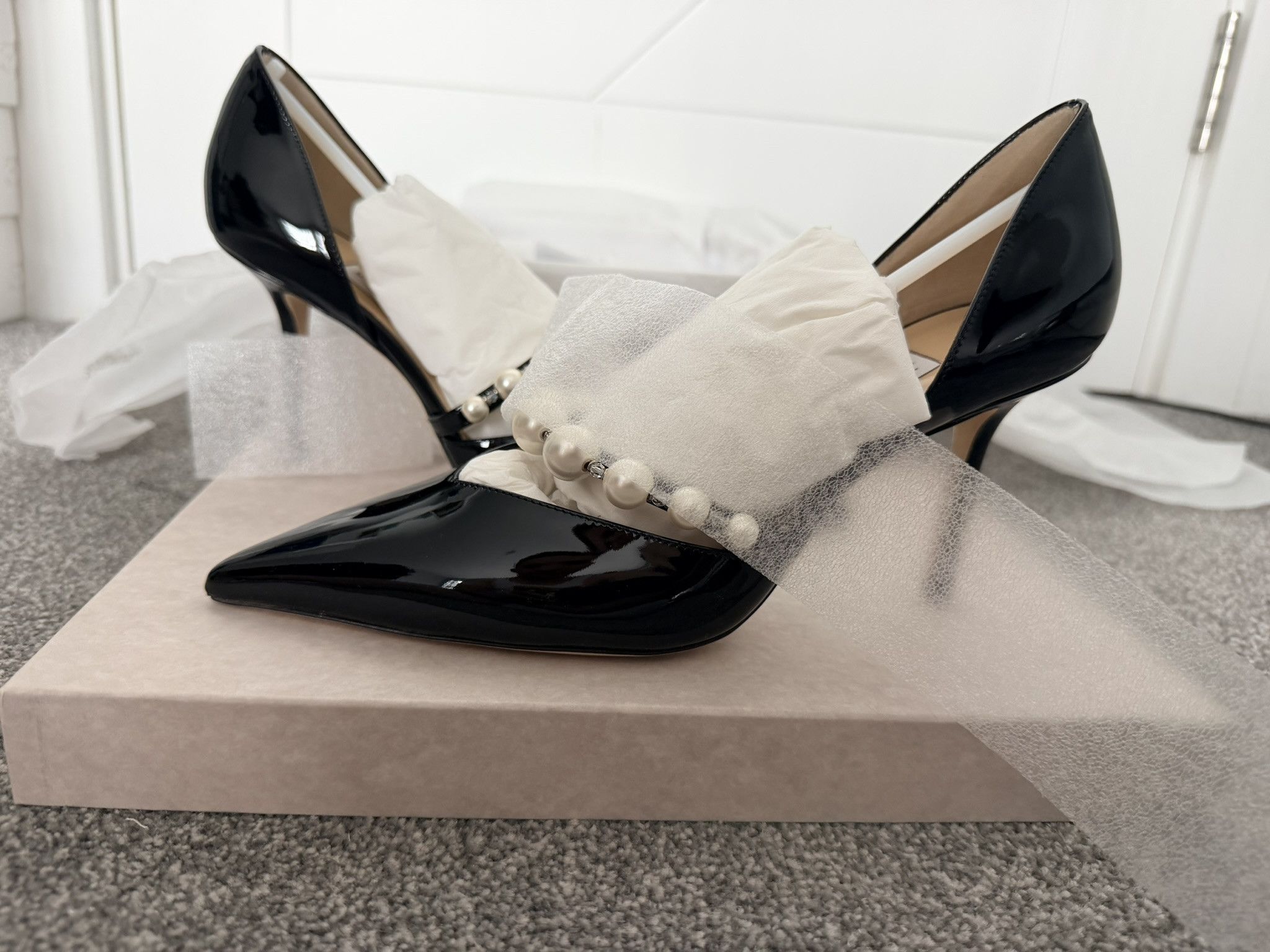 Jimmy Choo Jimmy Choo Aurelie 85 l 39 Black/ White Size US 9 / IT 39 - 1 Thumbnail