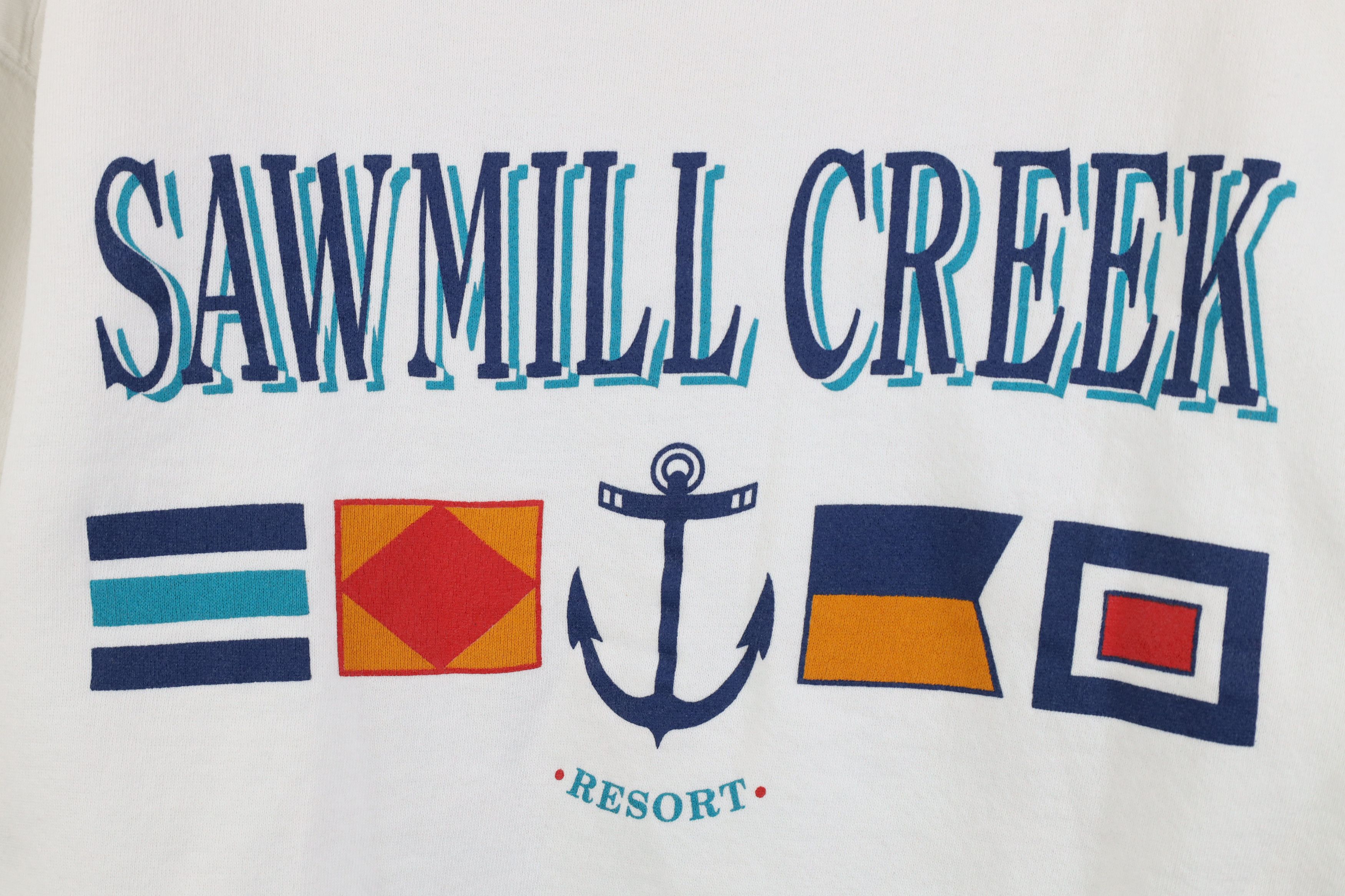 Vintage Vintage 90s Streetwear Creek Sailing Sweatshirt White USA Size M / US 6-8 / IT 42-44 - 4 Thumbnail