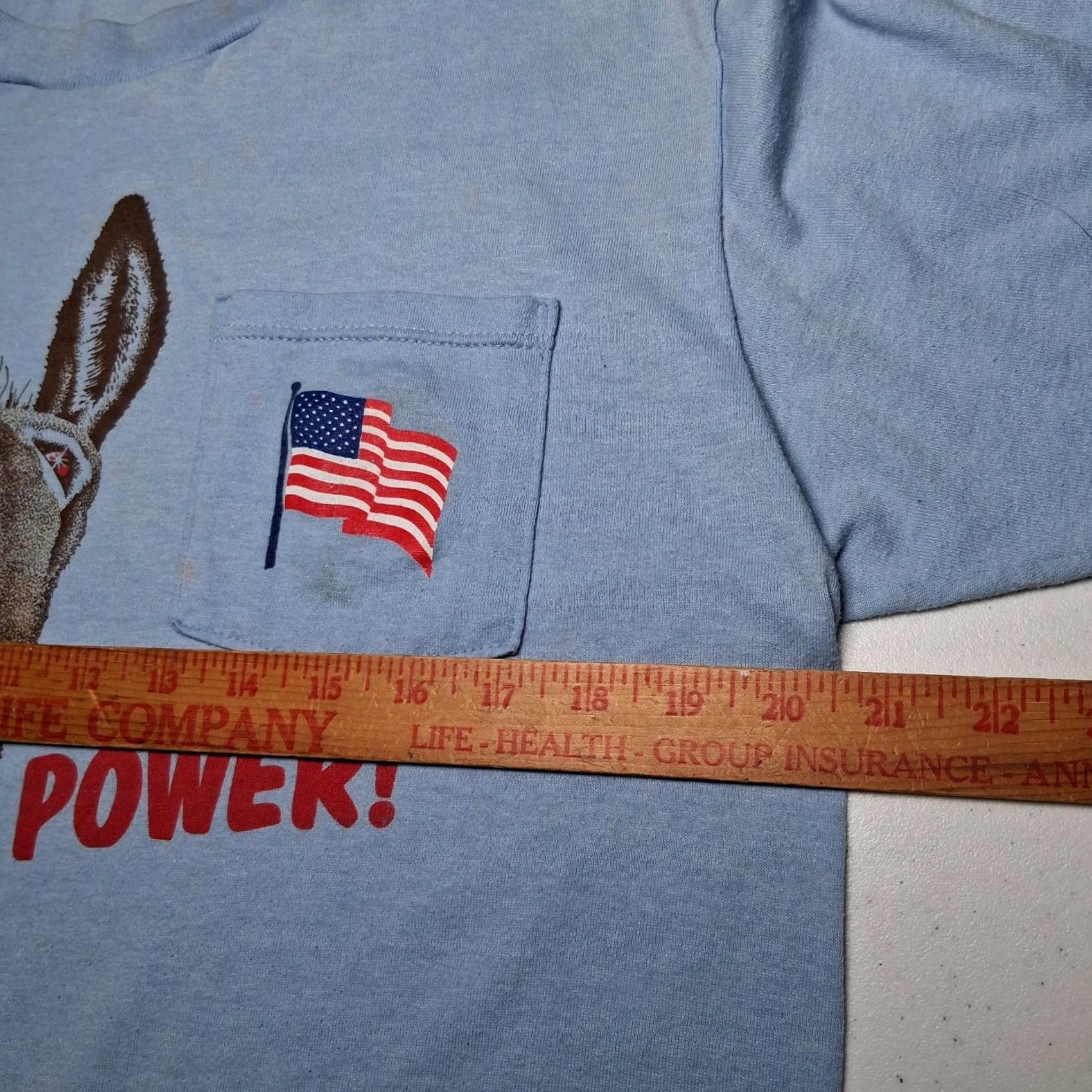 Jerzees VINTAGE Democrat T Shirt Large Blue Donkey USA Flag Patriotic Funny READ | JERZEES | Men | Cotton Blend | Short Sleeve | Crew Neck | Vintage Yes Size US L / EU 52-54 / 3 - 5 Thumbnail