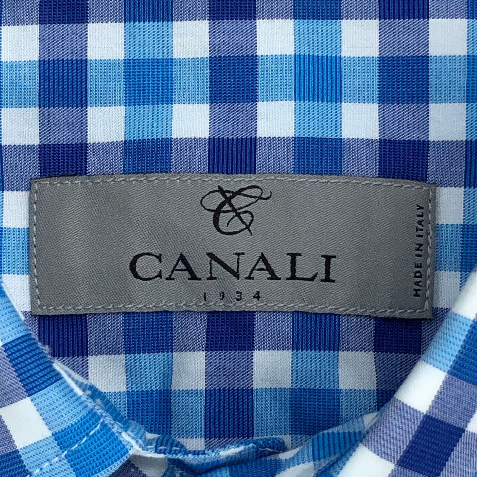 Canali Canali Dress Shirt M Blue Teal Gingham Check Long Sleeve Size US M / EU 48-50 / 2 - 15 Thumbnail