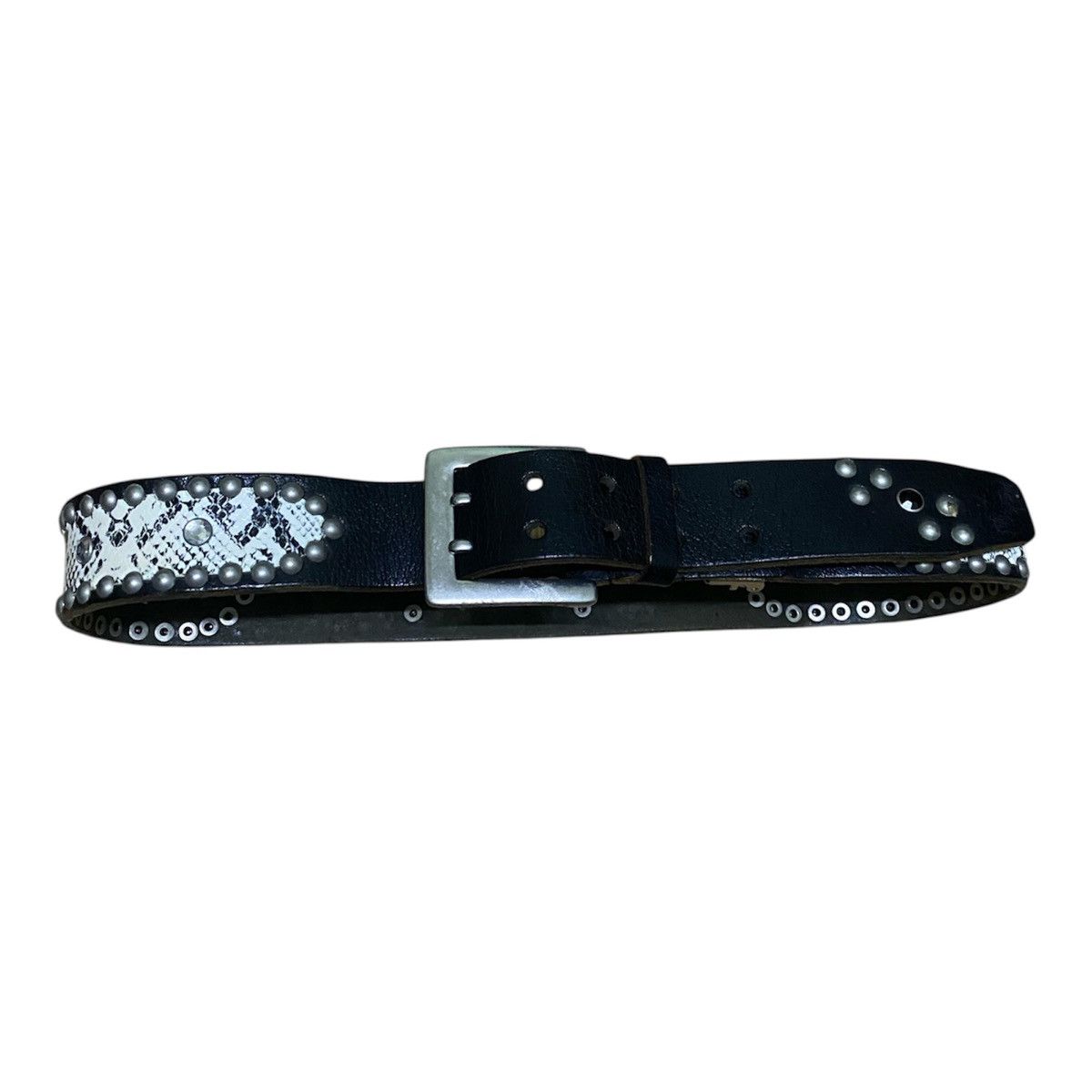 Japanese Brand Handmade Japanese Snakeskin Leather Studded Belt Size ONE SIZE - 3 Thumbnail