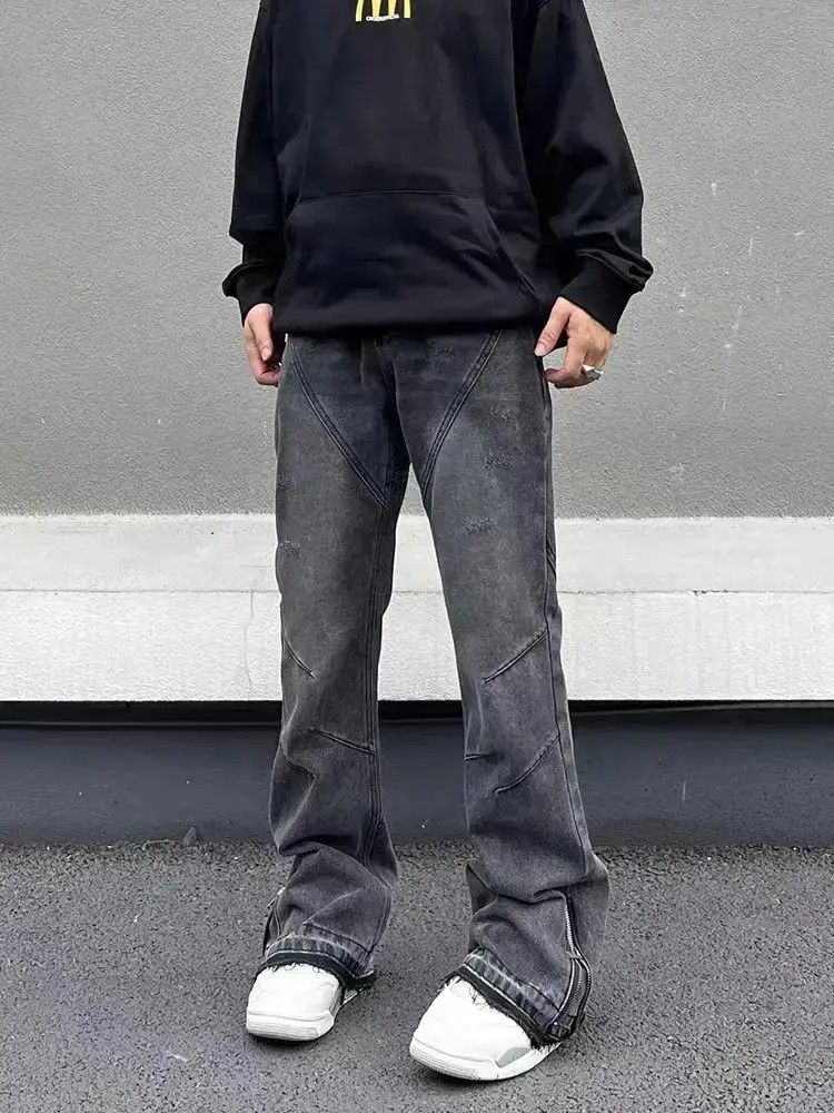 Japanese Brand Washed vintage street hip hop leg zip jeans Size US 32 / EU 48 - 3 Thumbnail