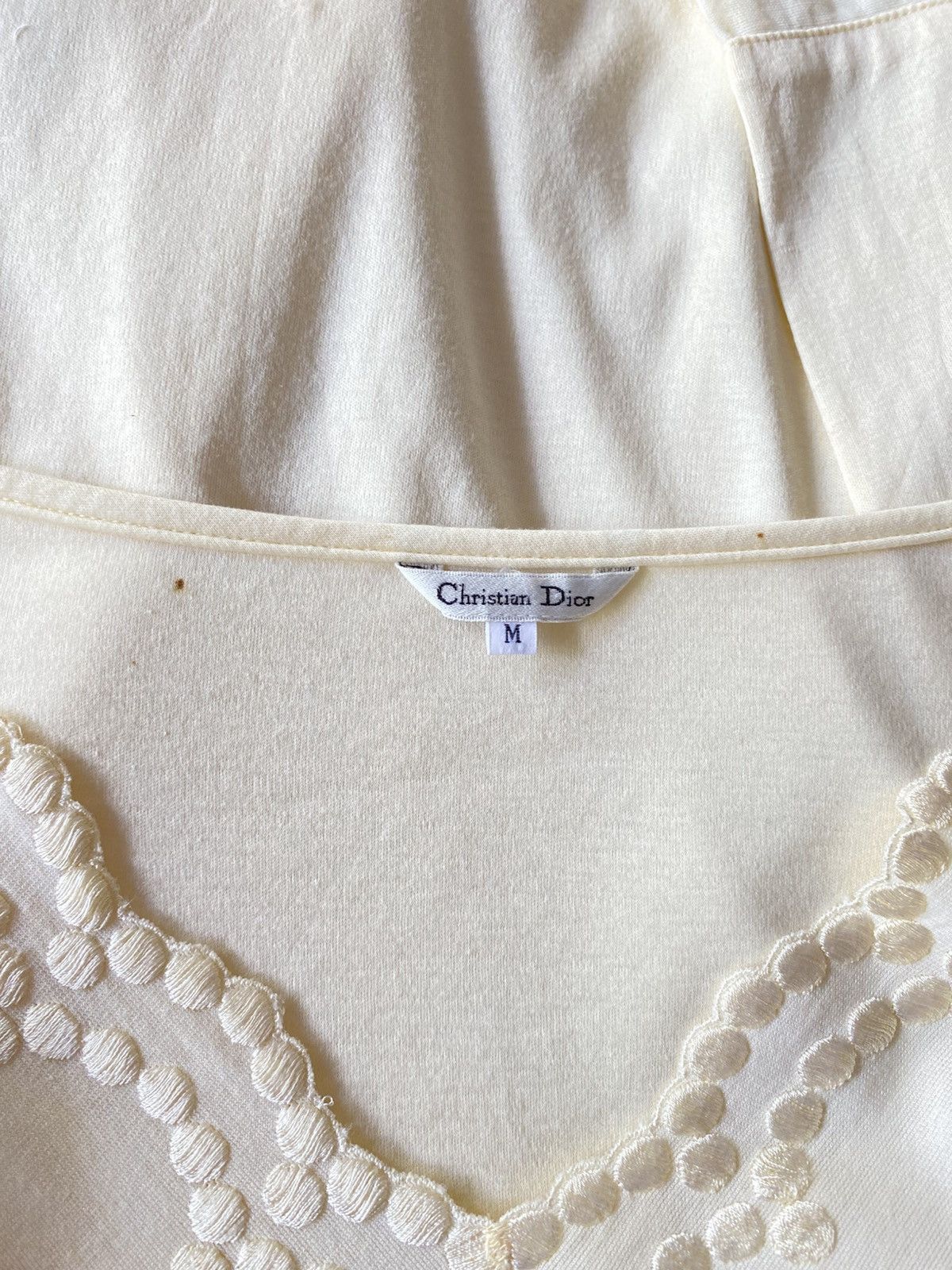 Dior Christian Dior Yellow Lace-Trim V-Neck Blouse Size M / US 6-8 / IT 42-44 - 8 Thumbnail