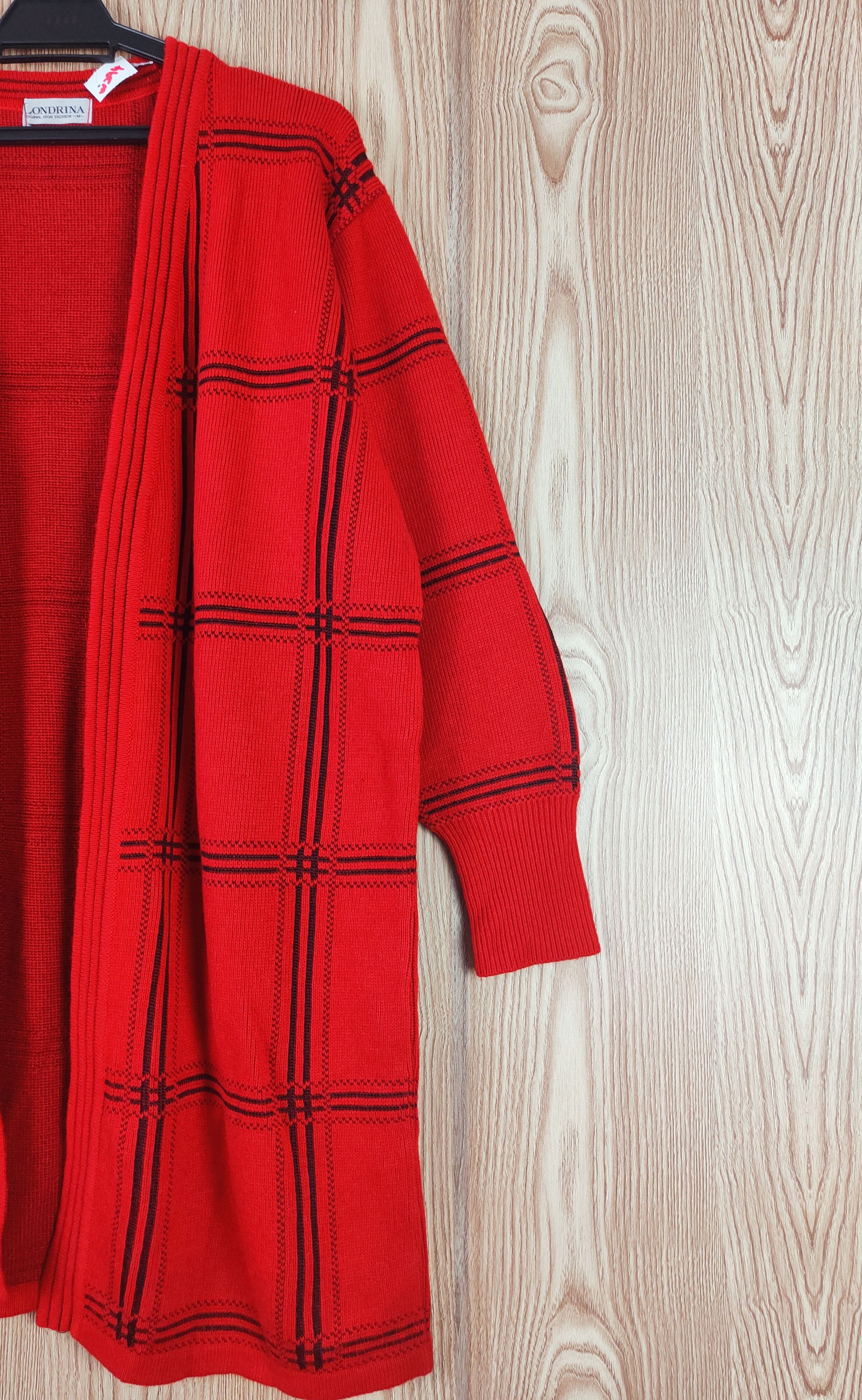 Vintage Londrina Red Knitwear Cardigan #W294 Size M / US 6-8 / IT 42-44 - 5 Thumbnail