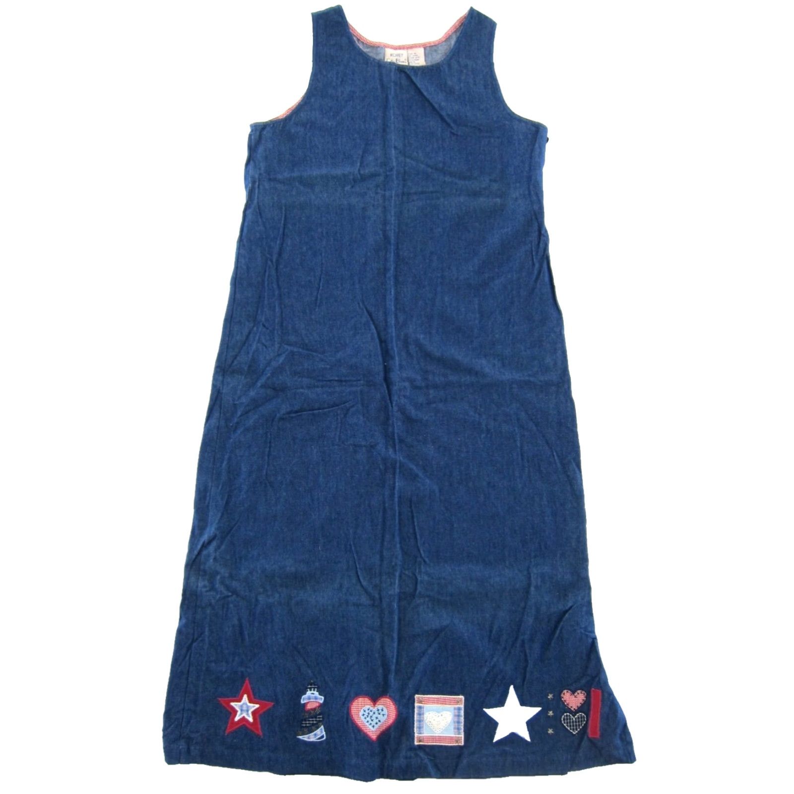 Vintage KORET City Blues 100% Cotton Denim Blue Heart Star Long Maxi Tank Dress Medium Size M / US 6-8 / IT 42-44 - 2 Thumbnail
