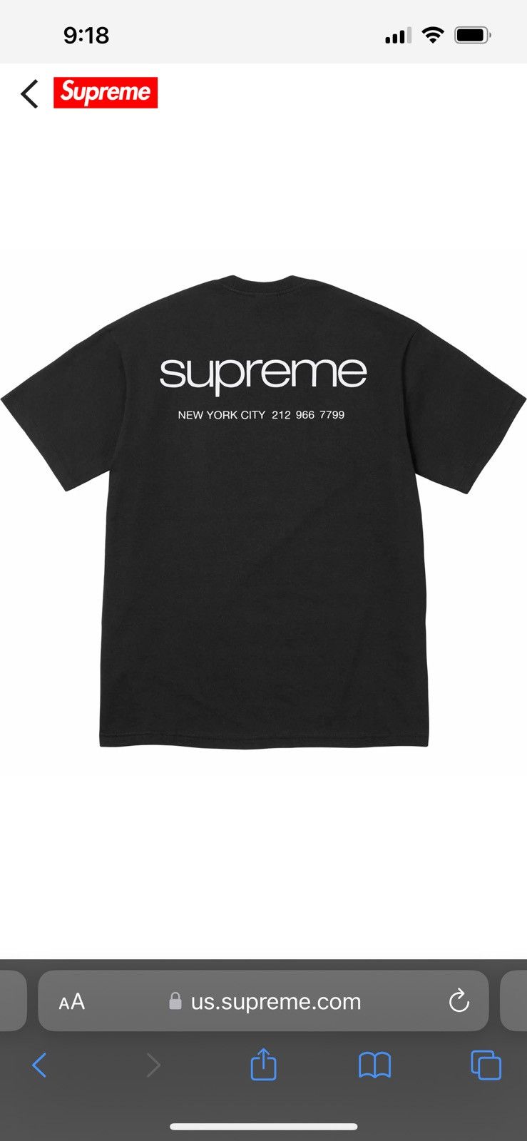 image of Supreme Nyc Tee in Black, Men's (Size 2XL)