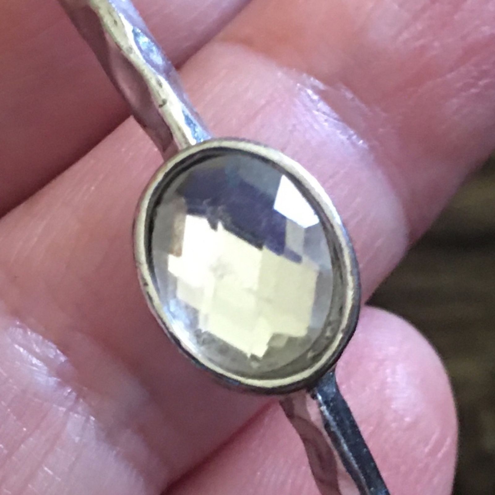 Jewelry Textured silver tone faceted crystal bangle Size ONE SIZE - 7 Thumbnail