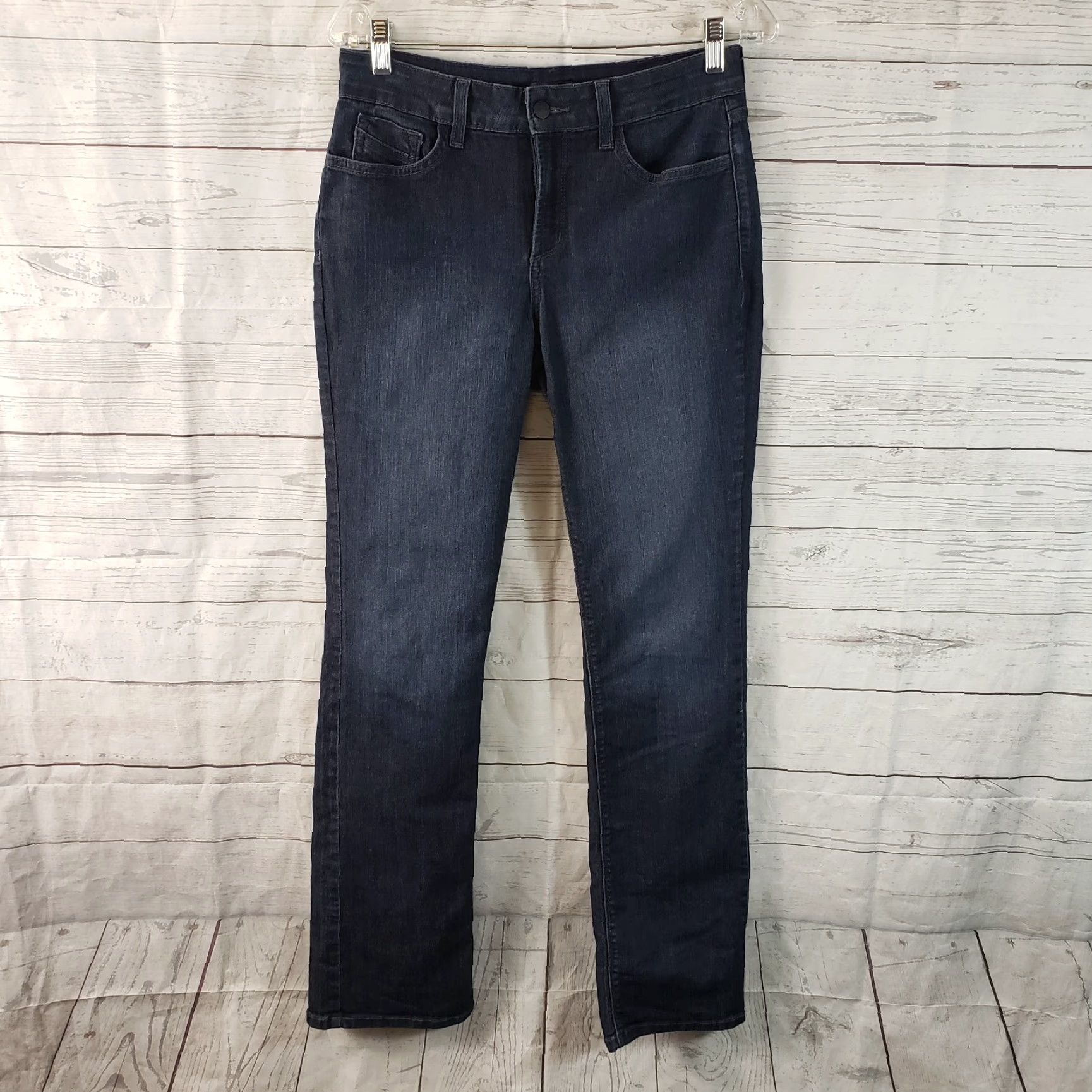 NYDJ NYDJ Jeans Womens Straight Leg Sz 4 Blue Mid Rise Pockets Denim Cotton Blend 31.5 Inseam 9 Rise Size 27" / US 4 / IT 40 - 2 Thumbnail