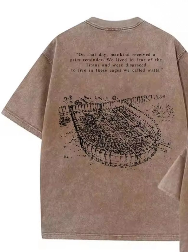 Japanese Brand Street Y2K Attack Hero Print Washed Short Sleeve T-Shirt Size US M / EU 48-50 / 2 - 2 Thumbnail