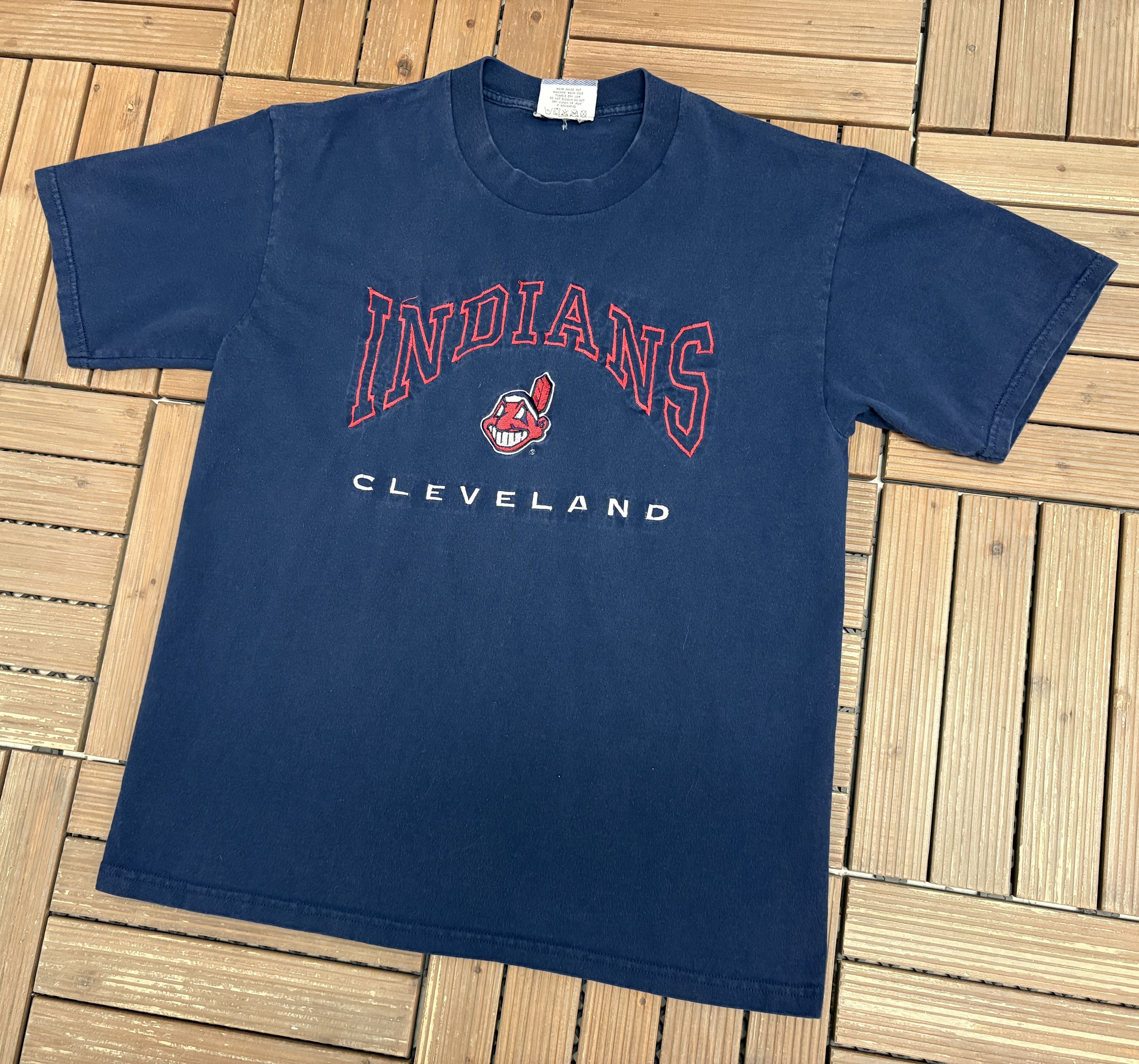 Vintage Cleveland Indians Embroidered Vintage Blue T-Shirt Tee Size US L / EU 52-54 / 3 - 2 Thumbnail