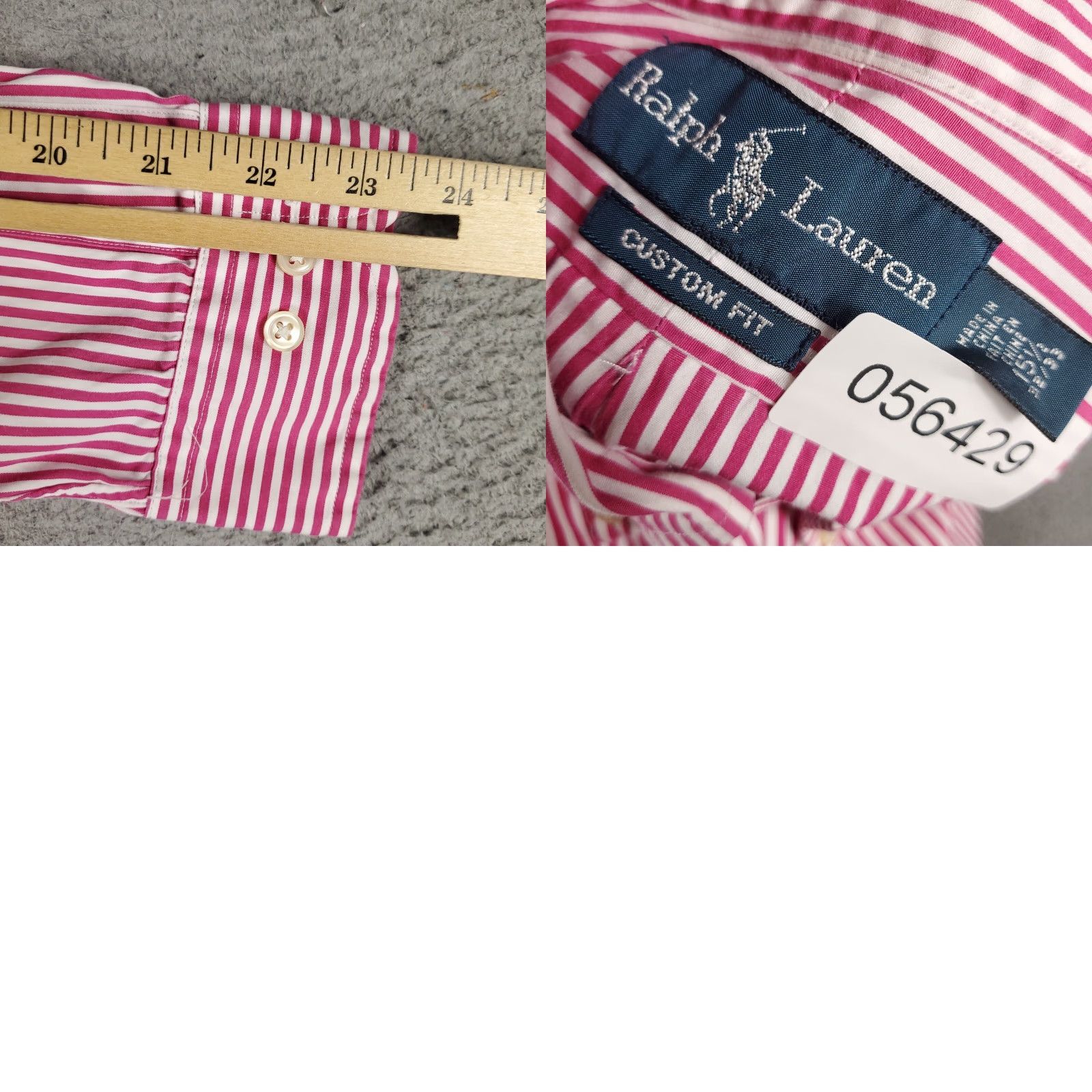 Ralph Lauren VINTAGE Ralph Lauren Dress Shirt Mens 15.5 Pink Striped Long Sleeve Business Casual Formal Size 40R - 8 Thumbnail
