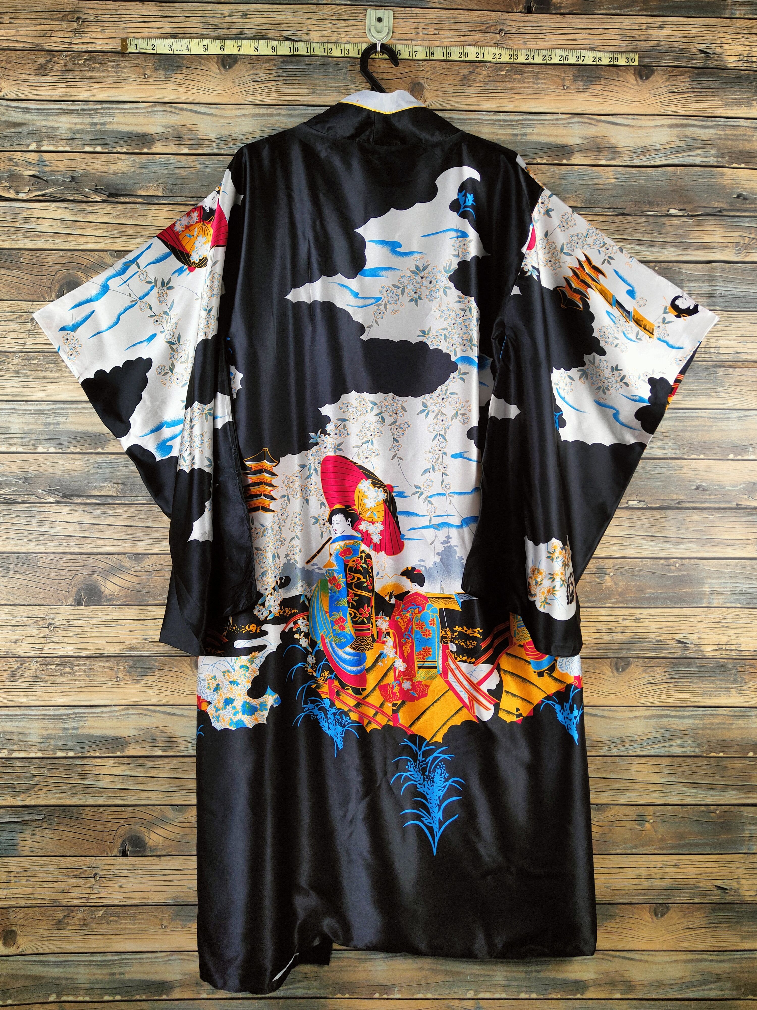Japanese Brand DL Geisha lady Japan fullprint vintage Kimono #46-720 Size US L / EU 52-54 / 3 - 6 Thumbnail