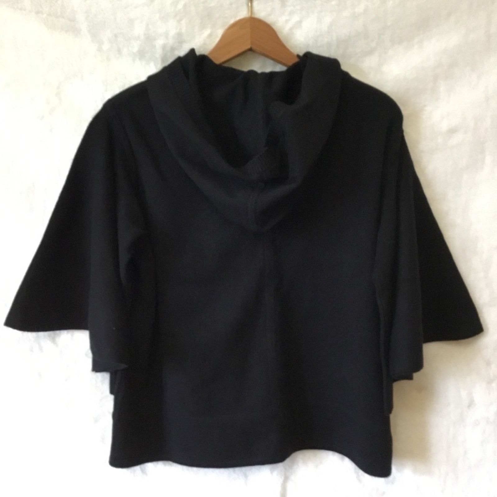 Anthropologie Maeve Black Crop Hoodie Sweater with Cape Sleeves Size S / US 4 / IT 40 - 9 Thumbnail