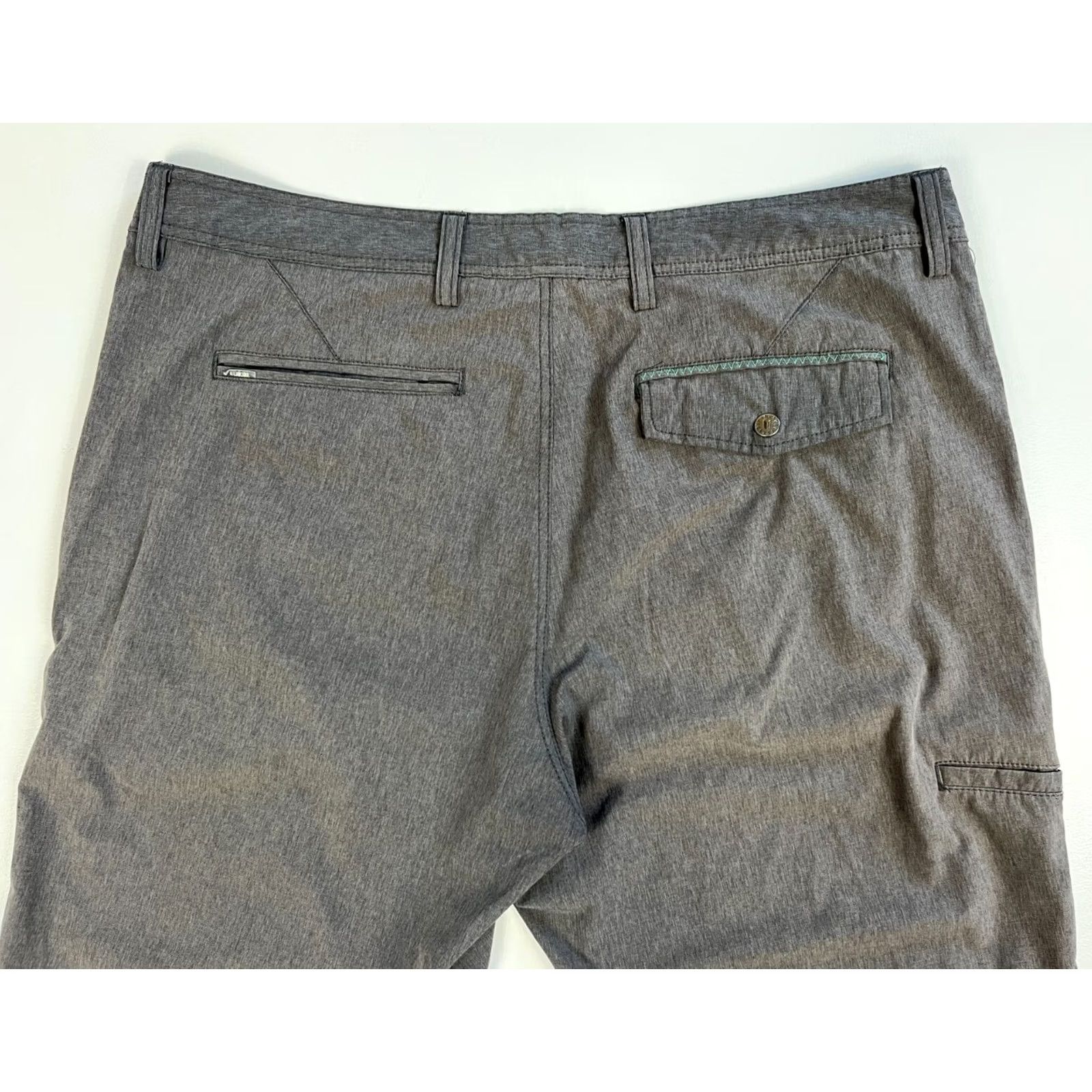 Vintage Linksoul Men's Boardwalker Shorts 38" Waist 10" Inseam Gray Polyester Blend Flat Front Belt Loops Chino Casual Breathable Pockets 10" Inseam Mens Size US 38 / EU 54 - 5 Thumbnail